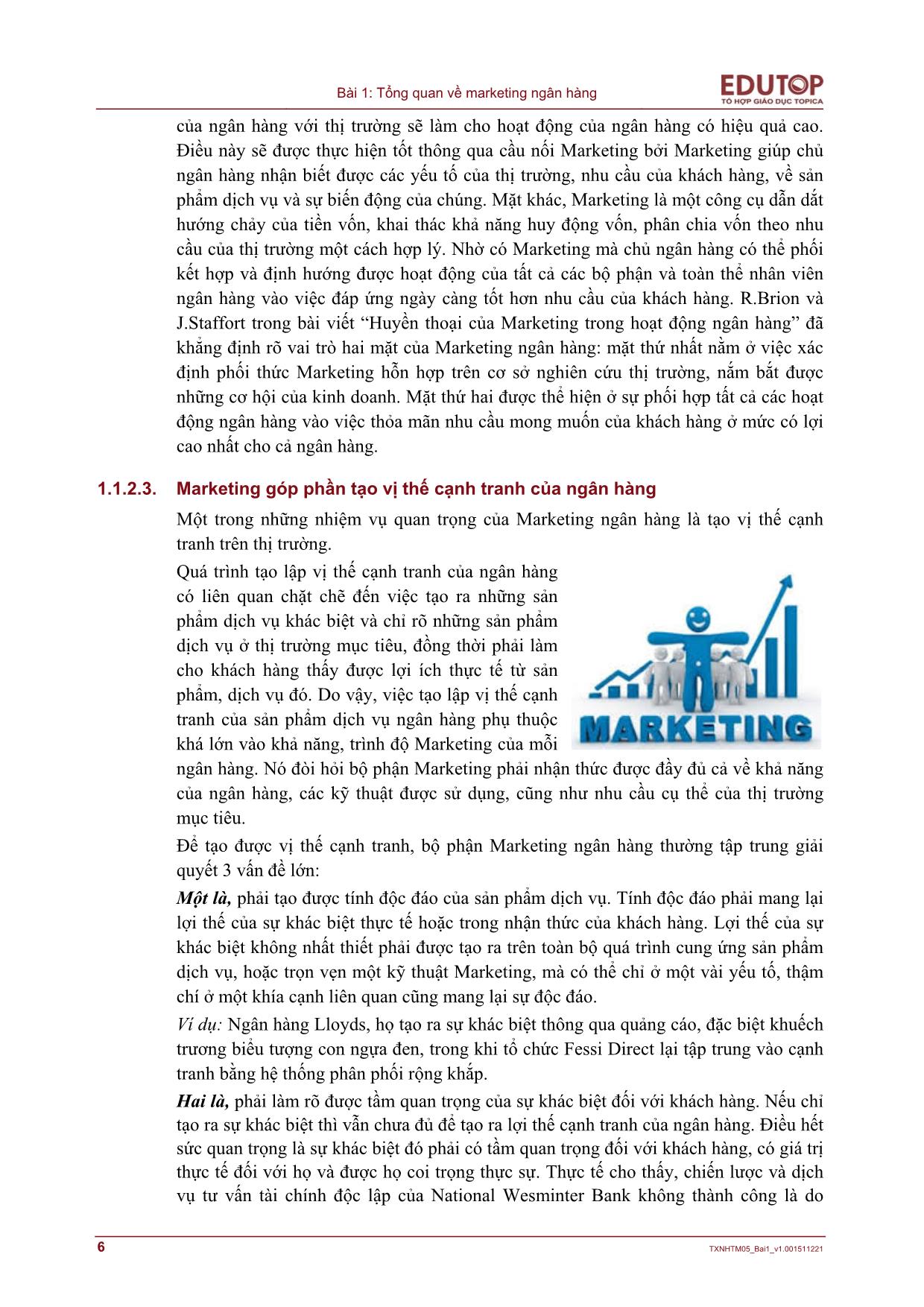 Marketing ngân hàng - Bài 1: Tổng quan về marketing ngân hàng trang 6