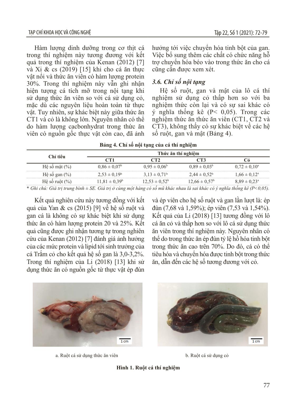Ảnh hưởng của các mức protein khác nhau trong thức ăn tới sinh trưởng của cá trắm cỏ (ctenopharyngodon idellus) nuôi thương phẩm trang 6