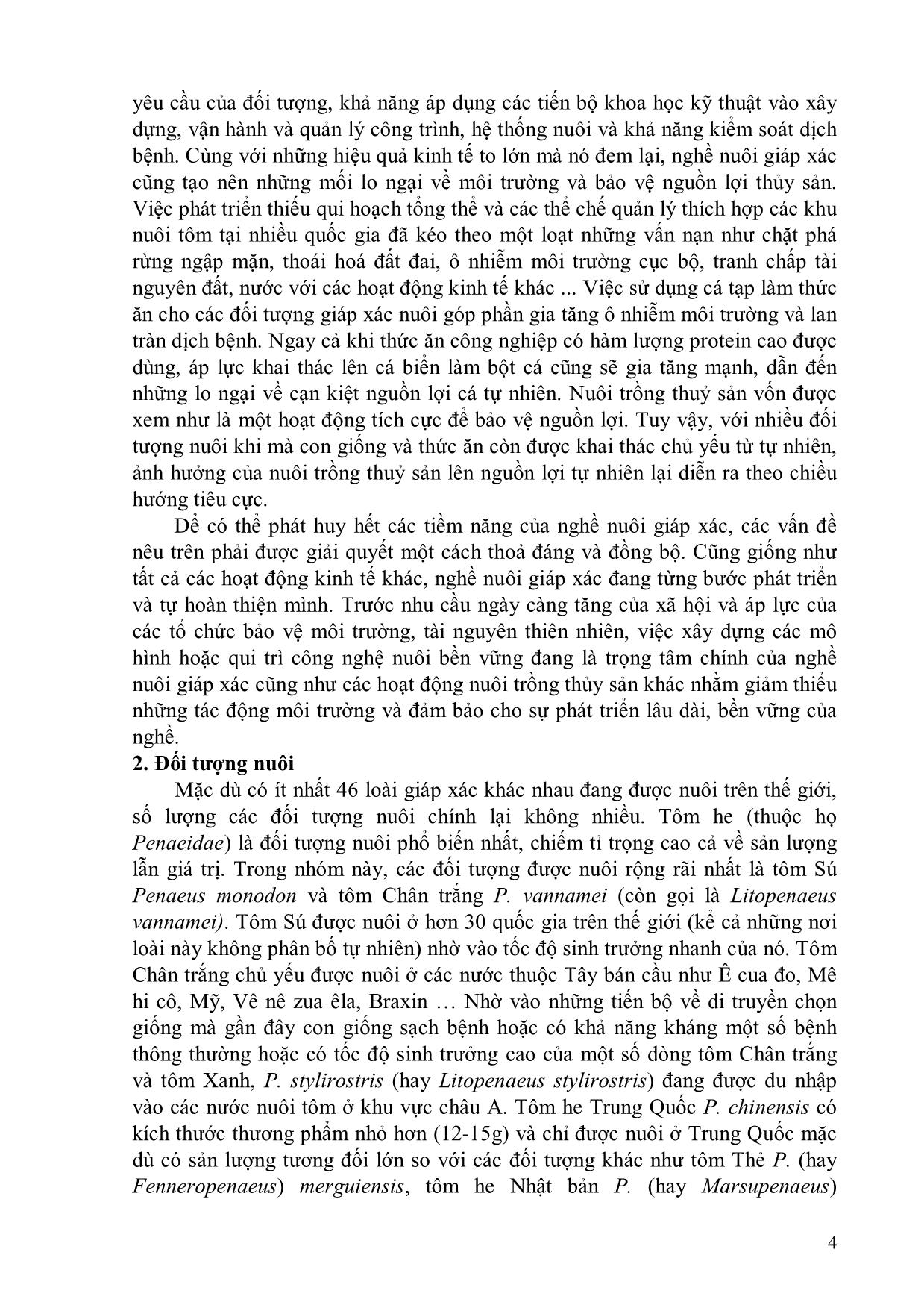 Bài giảng Sản xuất giống và nuôi giáp xác trang 4