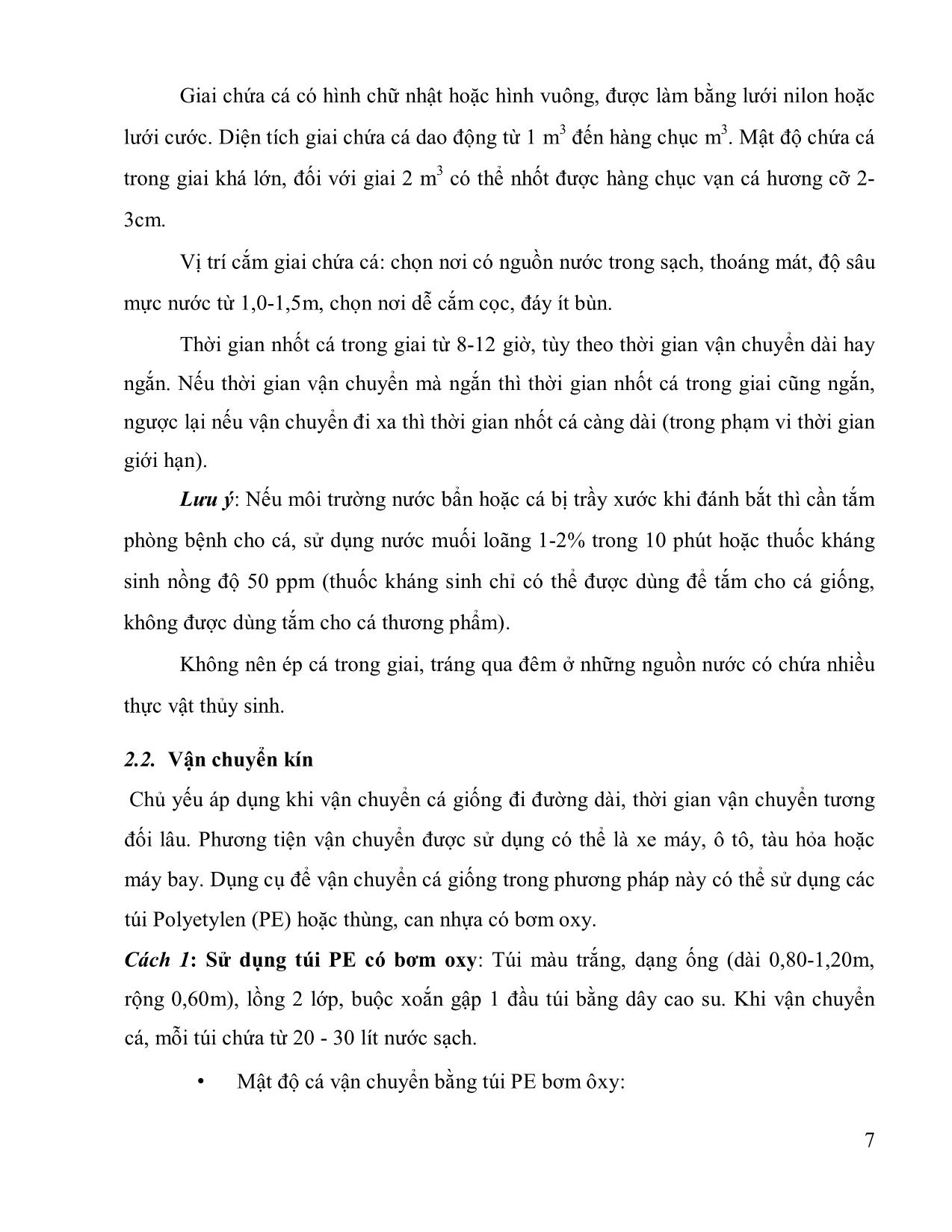 Bài giảng Vận chuyển động vật thủy sản trang 7
