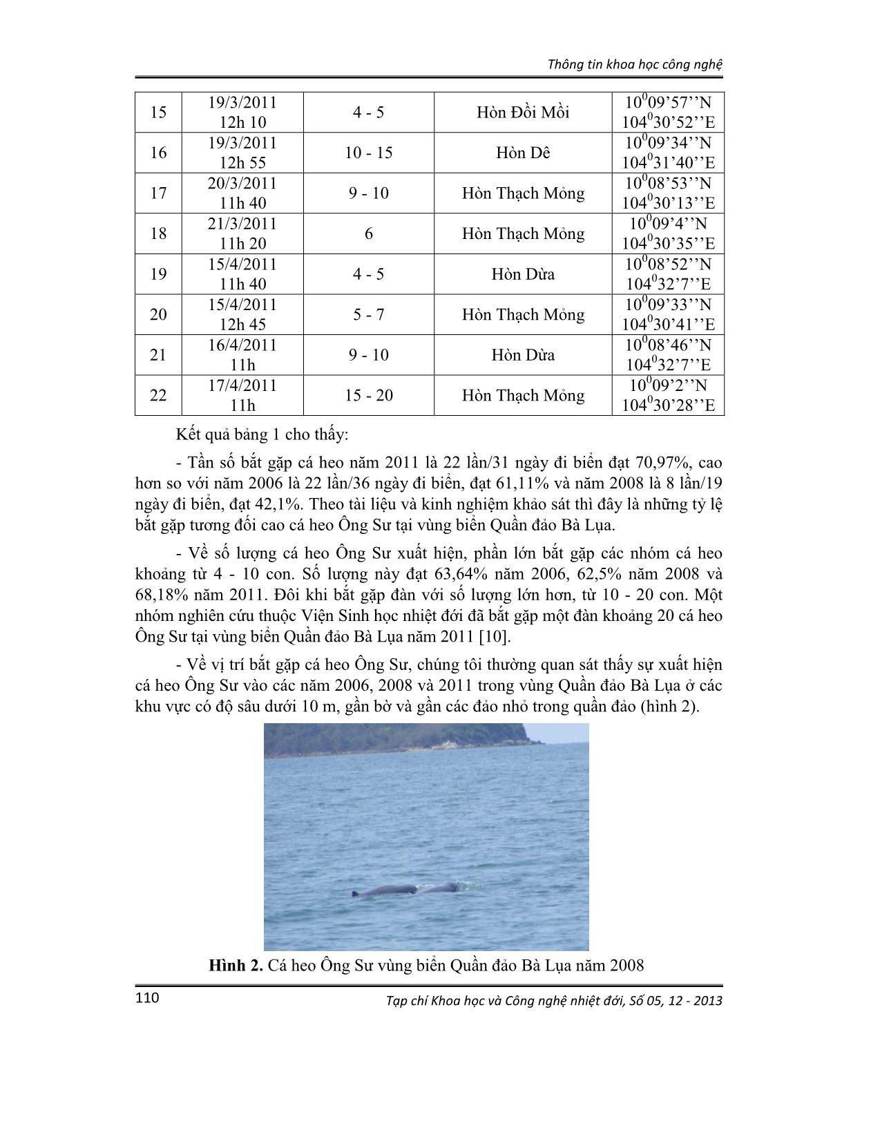 Đặc điểm phân bố loài cá heo ông sư (orcaella brevirostris) vùng biển quần đảo Bà Lụa, Kiên Giang trang 5