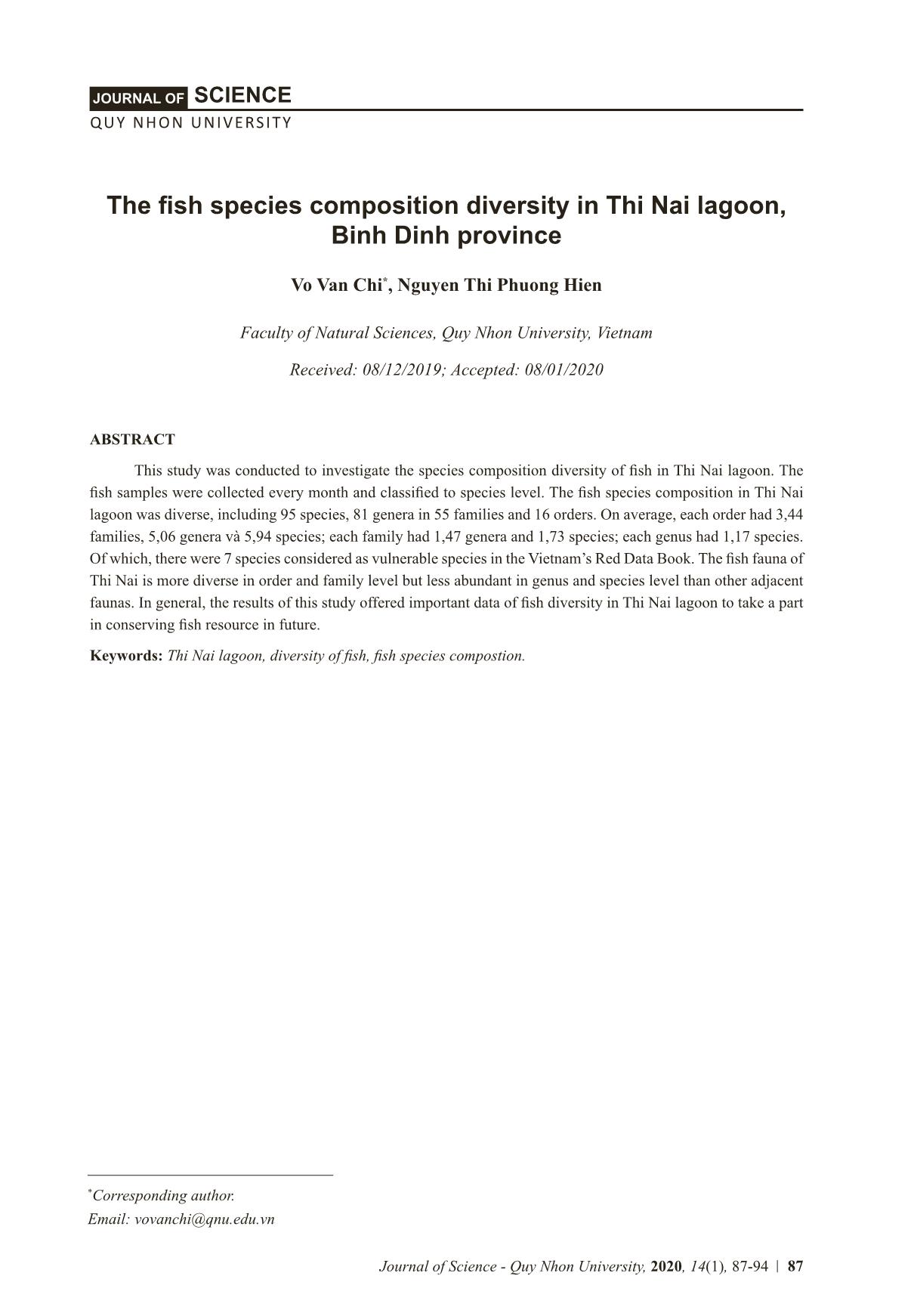 The fish species composition diversity in Thi Nai lagoon, Binh Dinh province trang 1