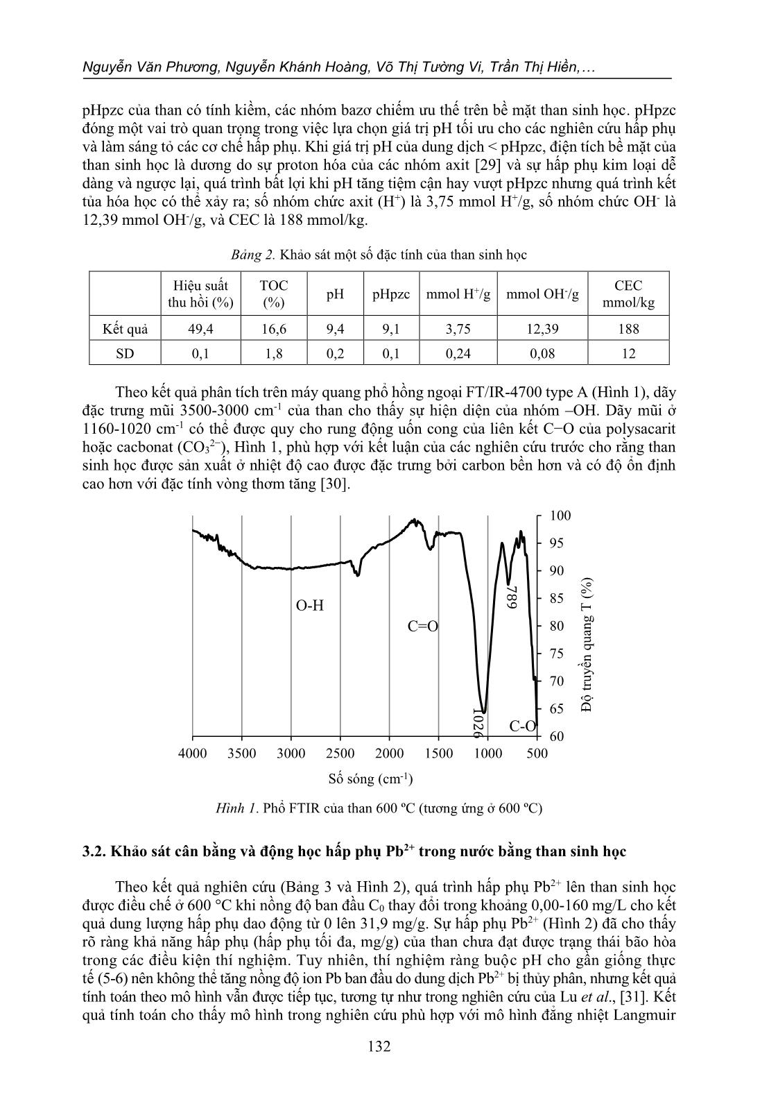 Đánh giá hiệu quả loại bỏ độc chất Pb2+ trong nước của than sinh học có nguồn gốc từ phân bò: Thử nghiệm độc tính trên cá rô phi giống (o. niloticus) trang 6