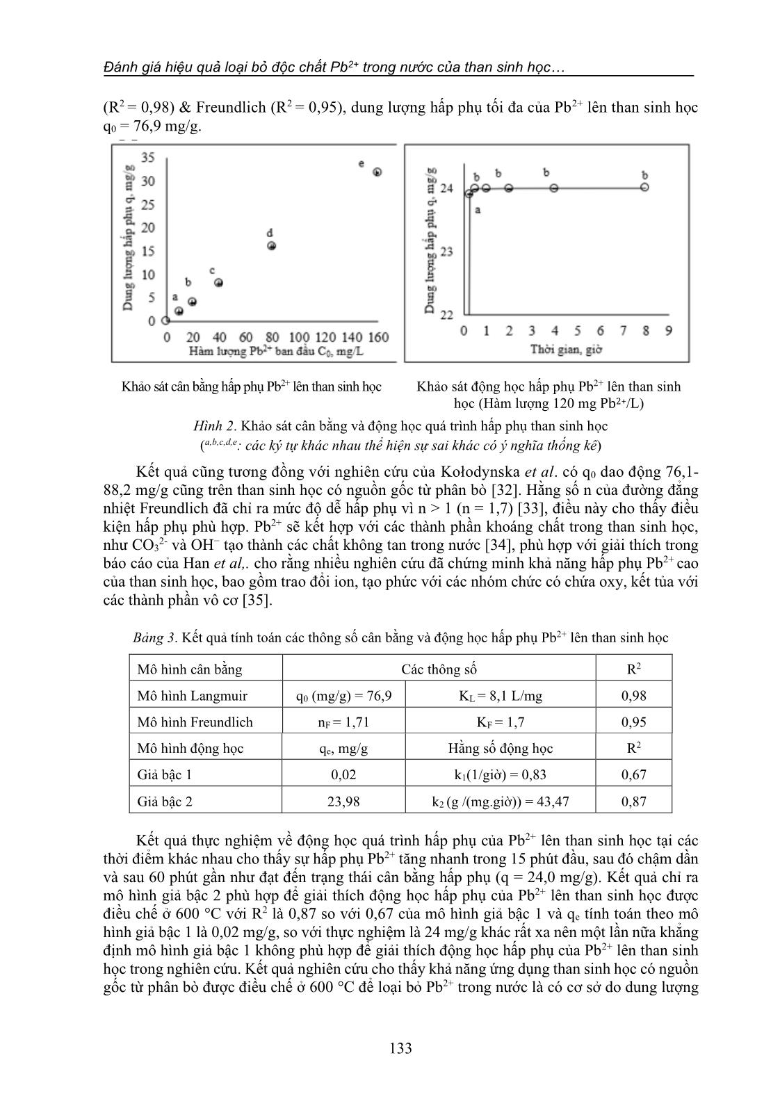 Đánh giá hiệu quả loại bỏ độc chất Pb2+ trong nước của than sinh học có nguồn gốc từ phân bò: Thử nghiệm độc tính trên cá rô phi giống (o. niloticus) trang 7