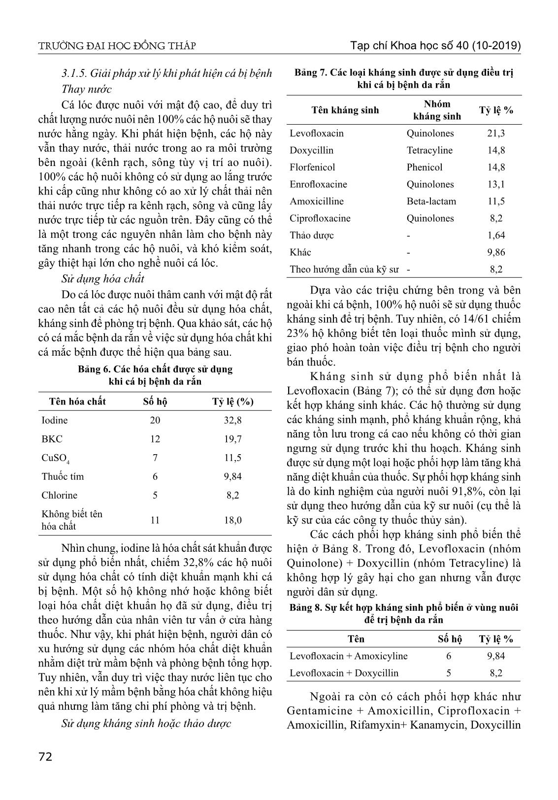 Hiện trạng bệnh trắng mình (da rắn) trên cá lóc (channa sp.) nuôi ao ở tỉnh Đồng Tháp trang 4