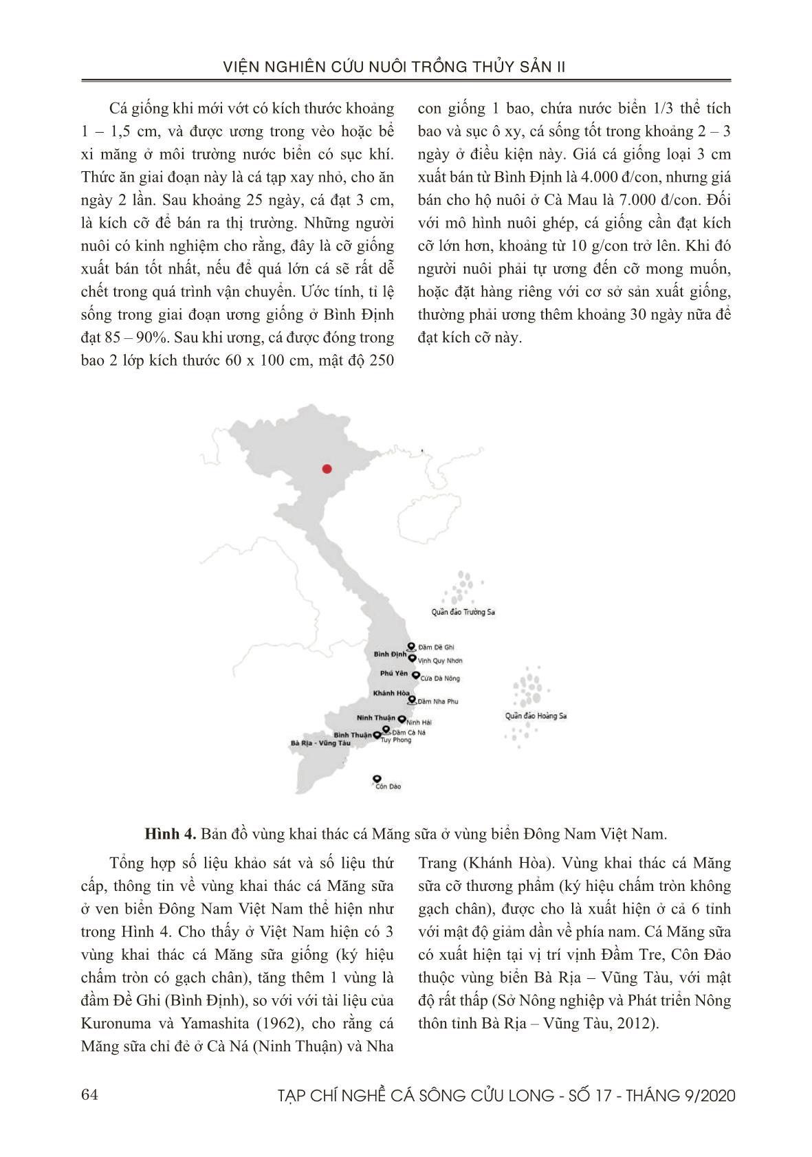 Hiện trạng khai thác và phát triển nuôi cá măng sữa (chanos chanos) ở vùng biển đông nam Việt Nam trang 7
