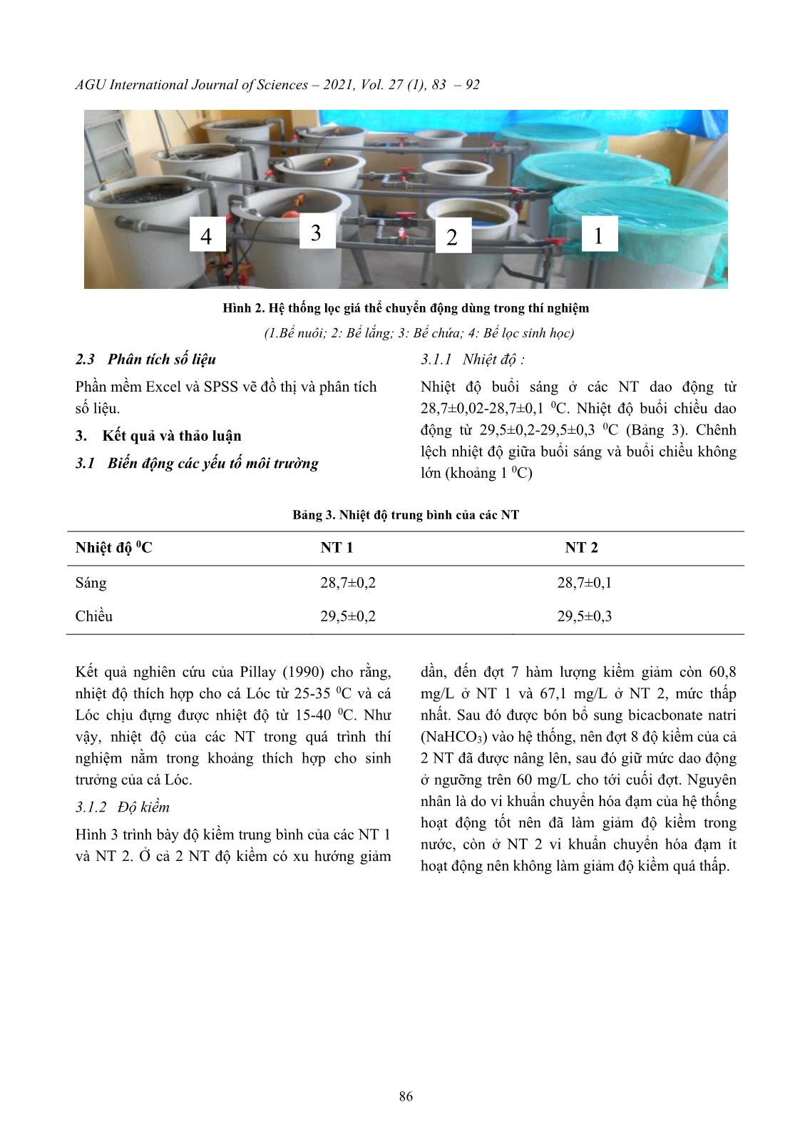 Khảo sát biến động chất lượng nước trong hệ thống tuần hoàn nuôi cá lóc (channa striata) trang 4