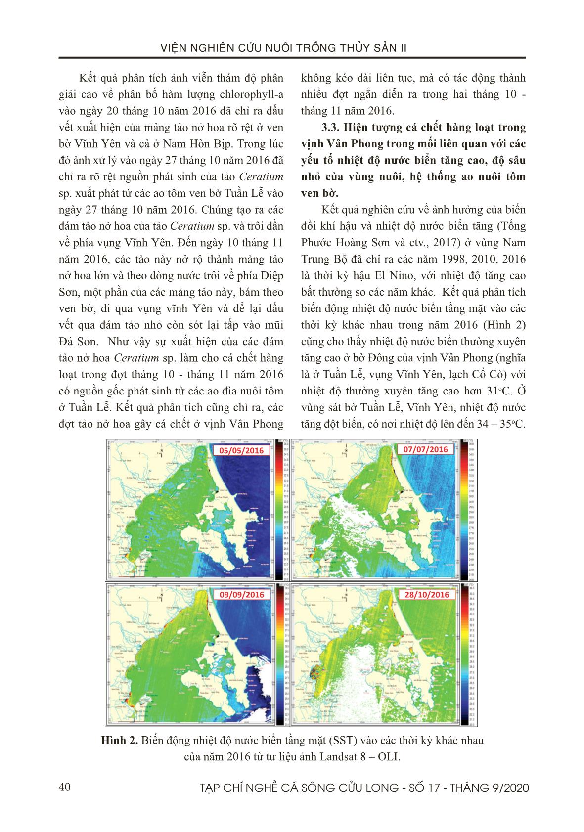 Môi trường nước vào thời điểm cá chết hàng loạt tháng 11 năm 2016 ở vịnh Vân Phong – Khánh Hòa dưới góc nhìn viễn thám trang 6
