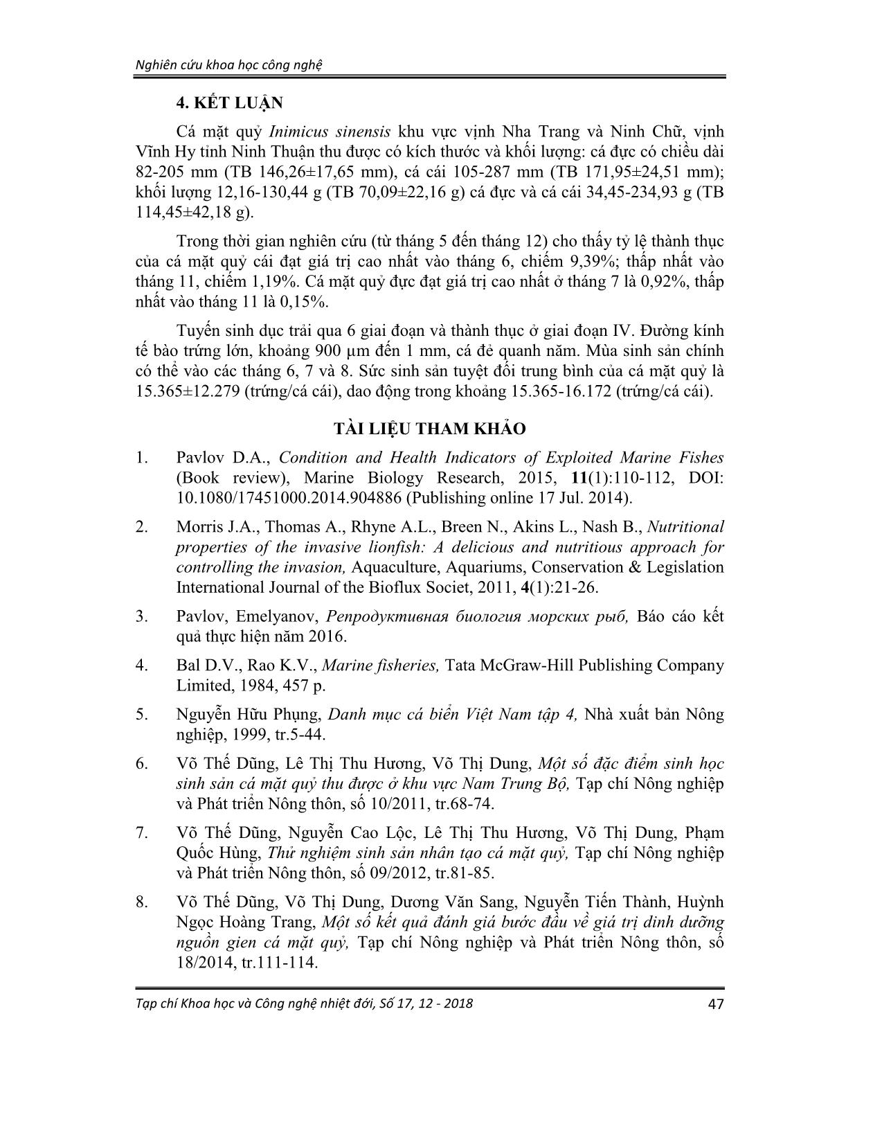 Một số đặc điểm sinh học, sinh sản cá mặt quỷ (inimicus sinensis, valenciennes 1833) thu được ở Khánh hòa và Ninh Thuận trang 9