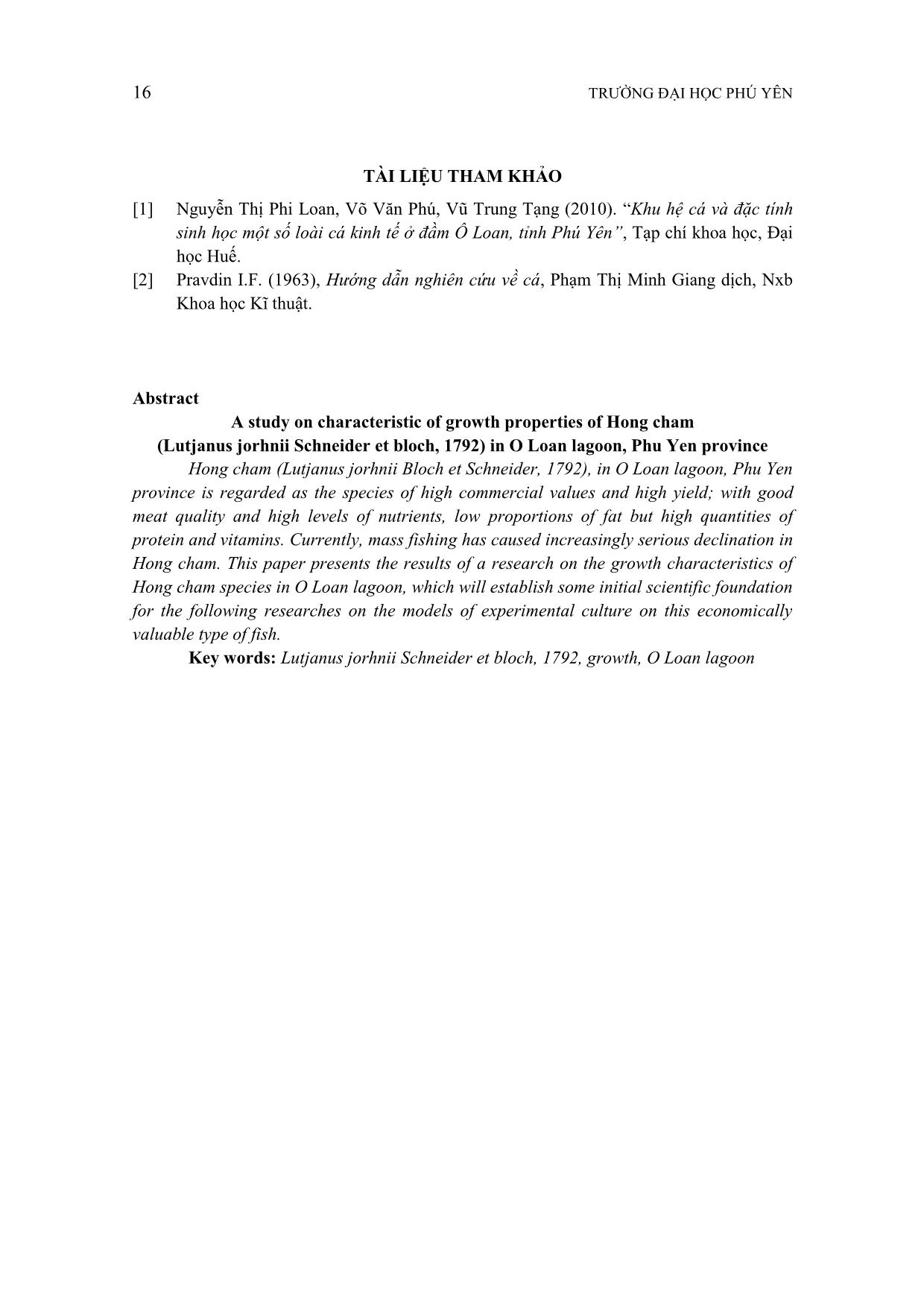 Nghiên cứu đặc tính sinh trưởng của cá hồng chấm (lutjanus jorhnii bloch et schneider, 1792) ở đầm Ô loan, tỉnh Phú Yên trang 7