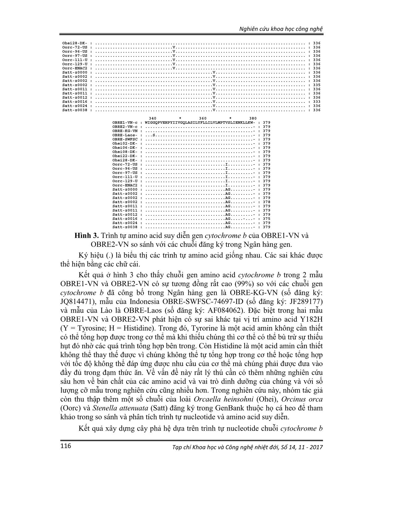 Xác định trình tự gen mã hóa cytochrome B của hệ gen TY thể và mối quan hệ di truyền của loài cá heo ông sư (orcaella brevirostris gray, 1866) vùng biển Kiên giang, Việt Nam trang 6