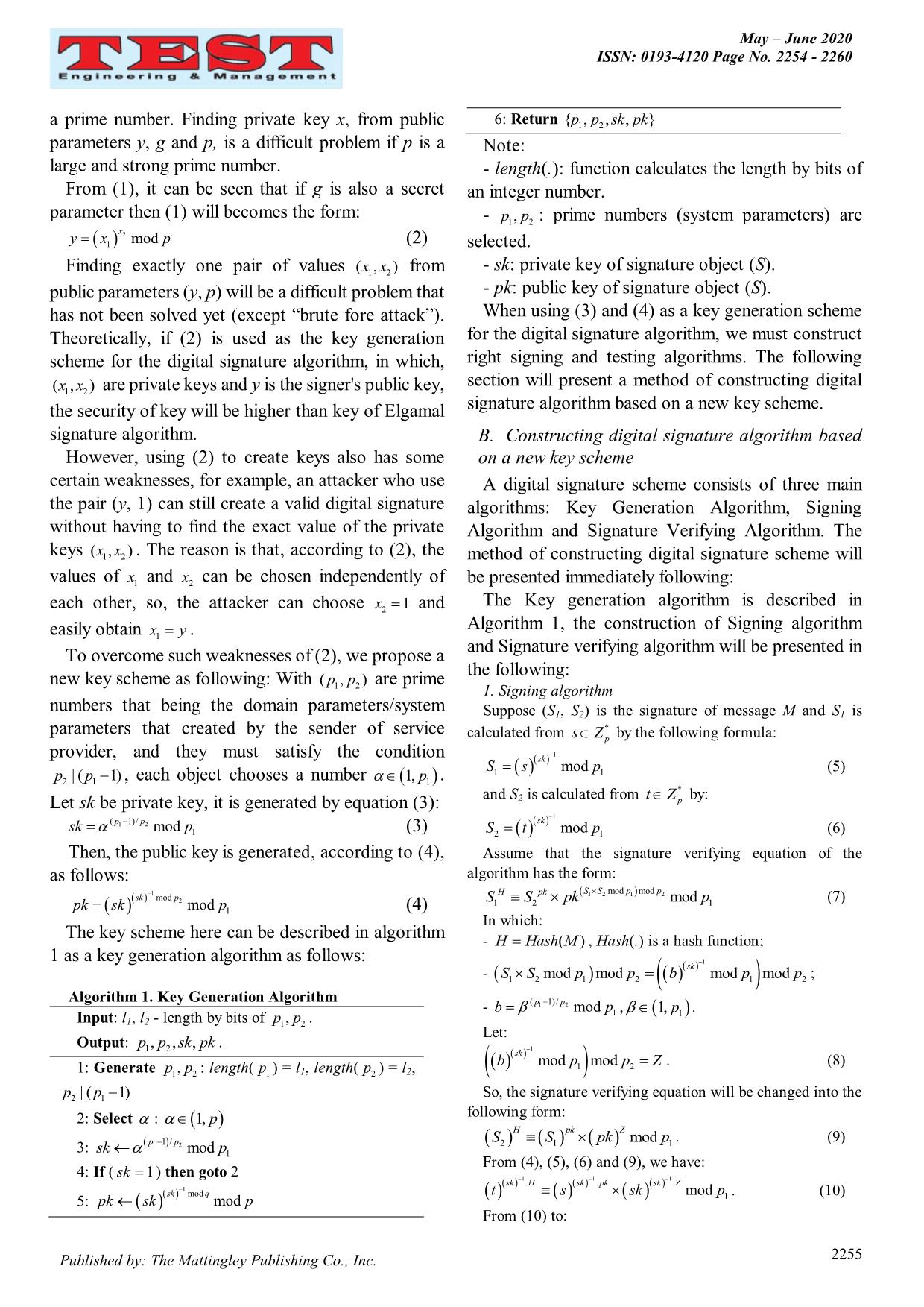 A new method for constructing digital signature algorithm based on a new key scheme trang 2