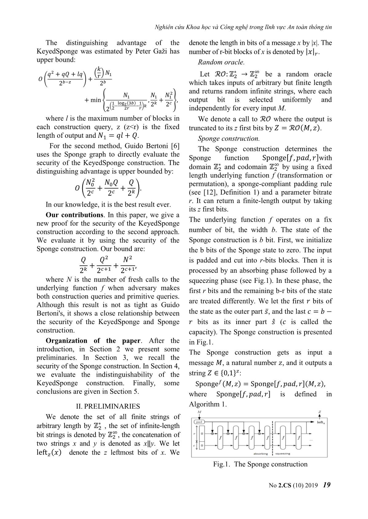 A new proof for the security of the keyed sponge construction in the ideal compression function model trang 2