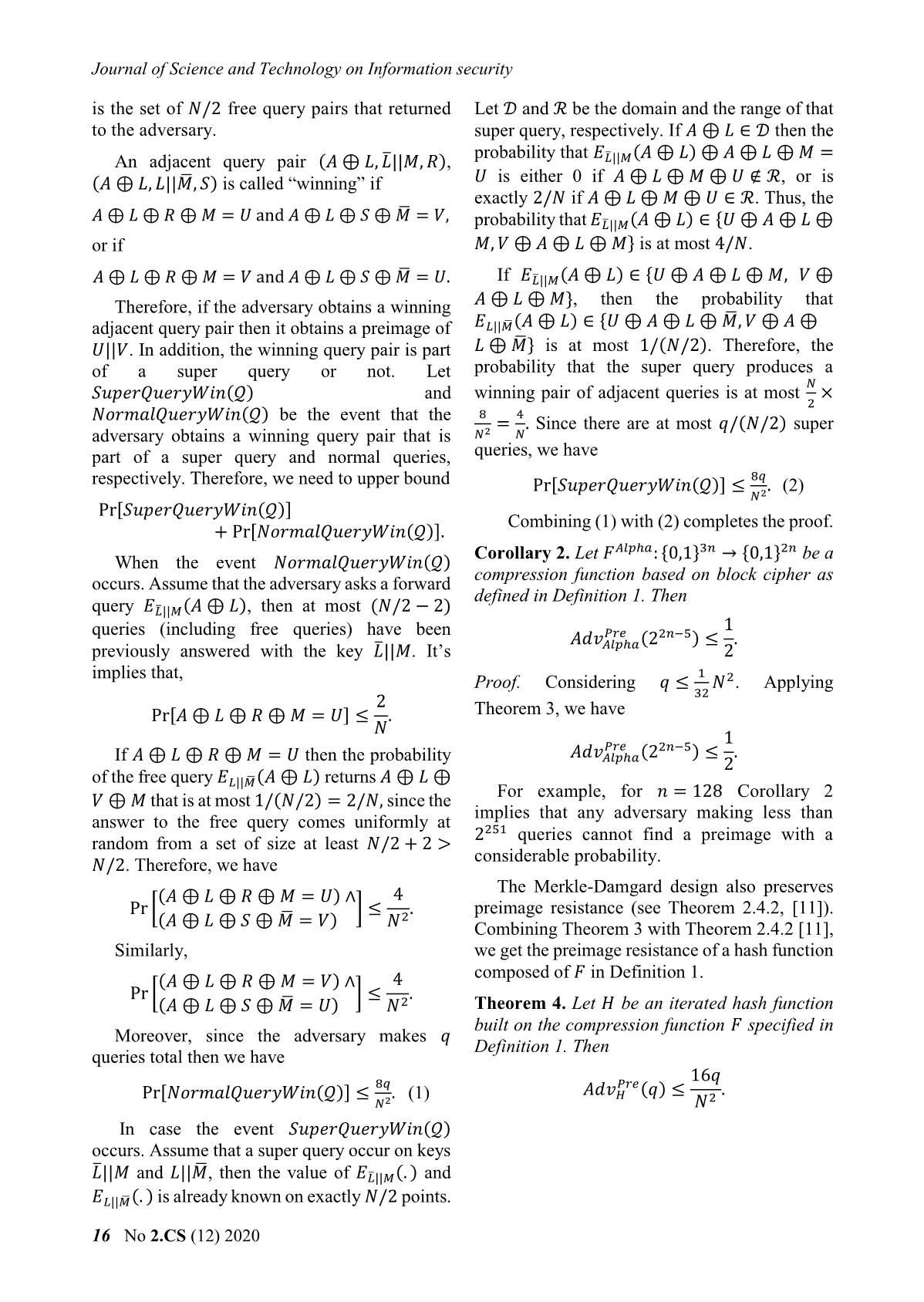 Alpha - Dbl: A reasonable high secure double - block - length hash function trang 6