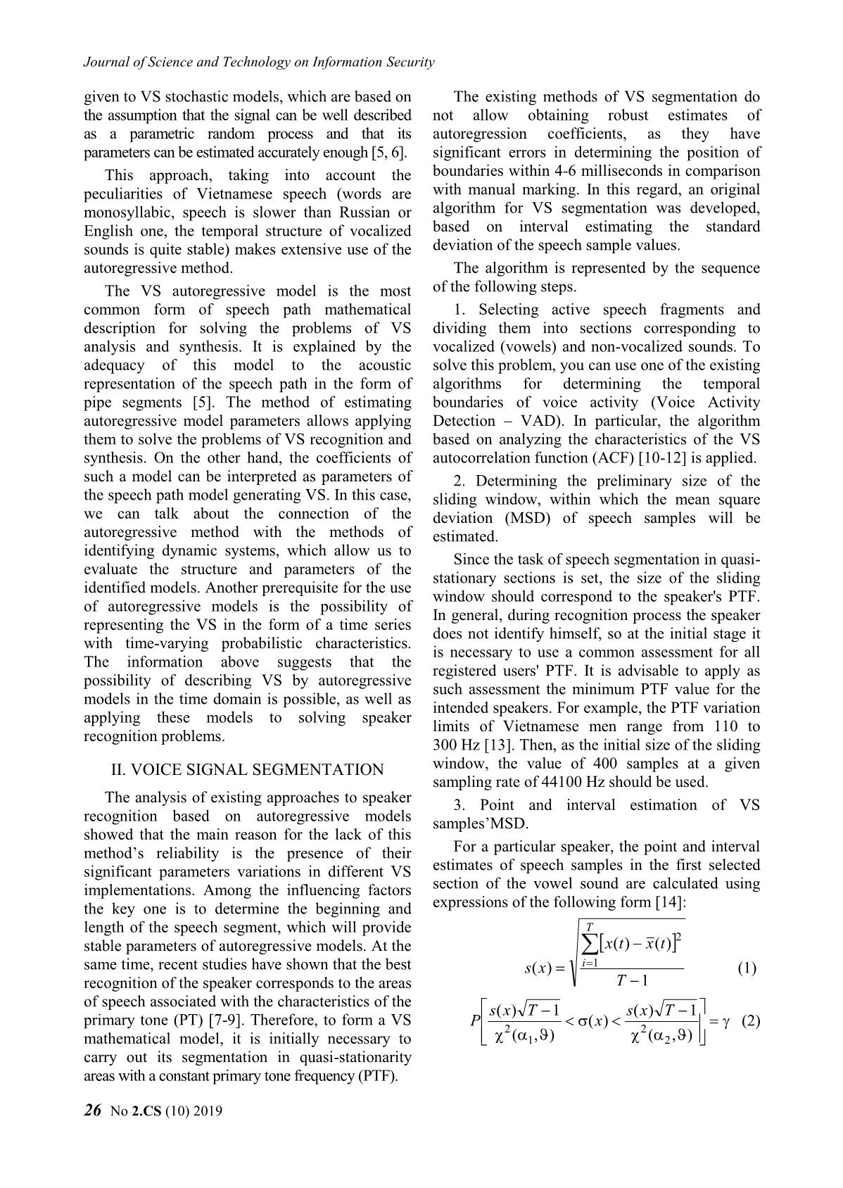 Application of parameters of voice singal autoregressive models to solve speaker recognition problems trang 2