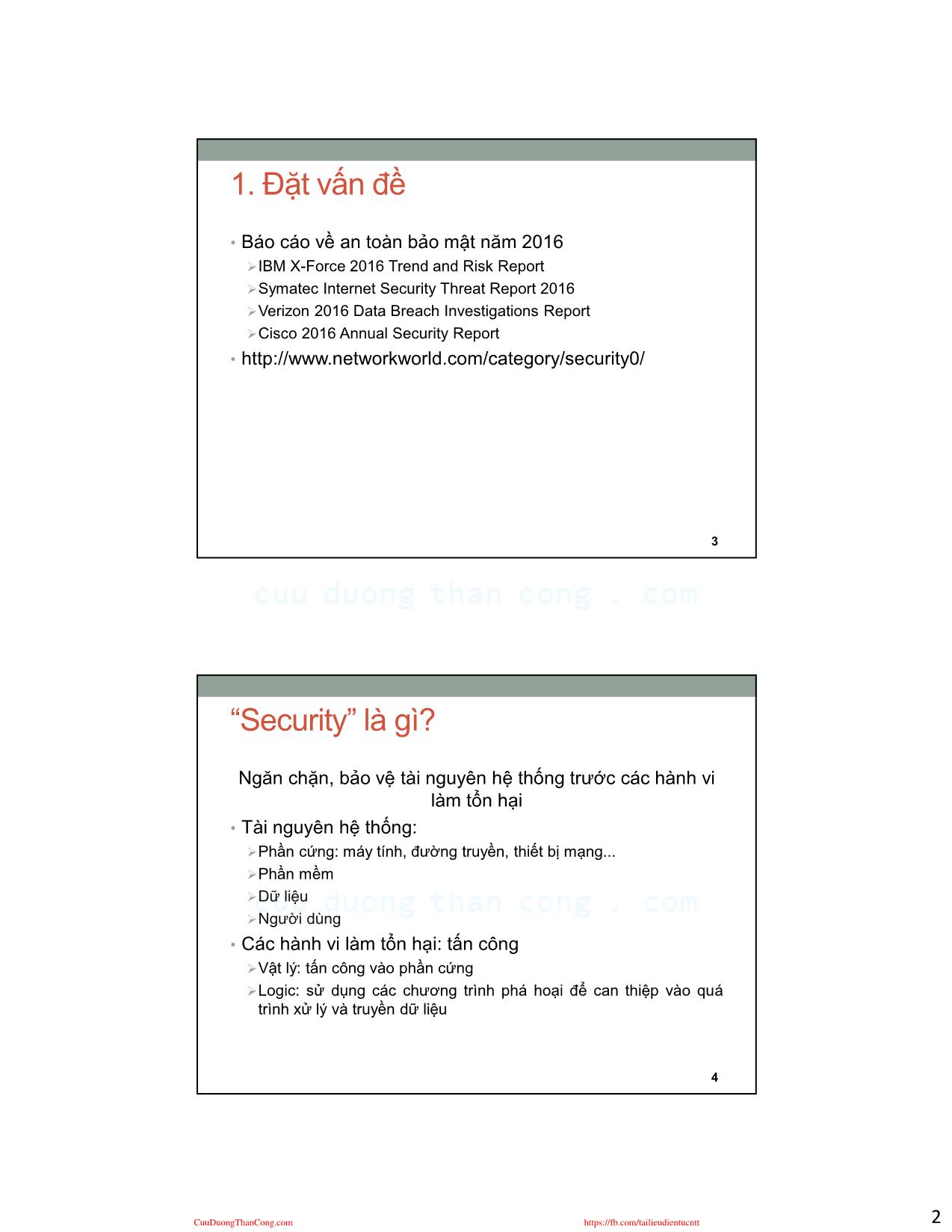 An ninh mạng - Bài 1: Tổng quan về an toàn an ninh mạng trang 2