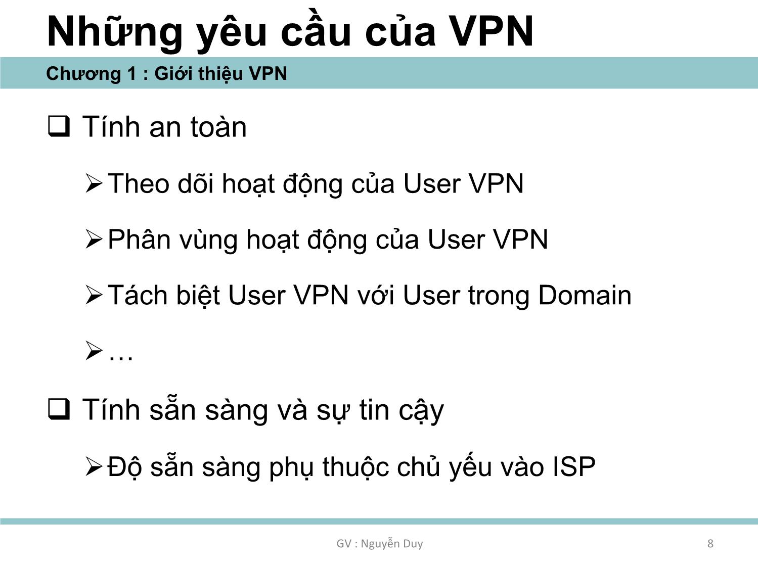 An ninh mạng lan không dây - Chương 01: Thiết kế và triển khai VPN trang 8