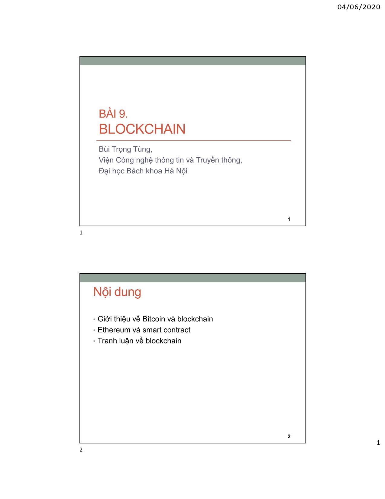 An ninh mạng máy tính - Bài 9: Blockchain trang 1