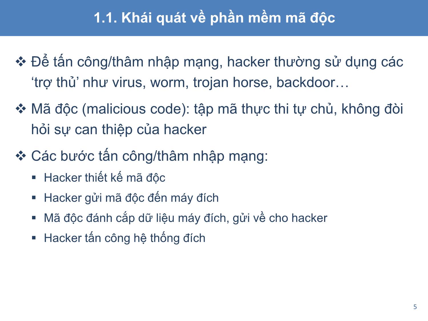 An ninh mạng máy tinh - Chương 2: Phần mềm mã độc (tiếp) trang 5