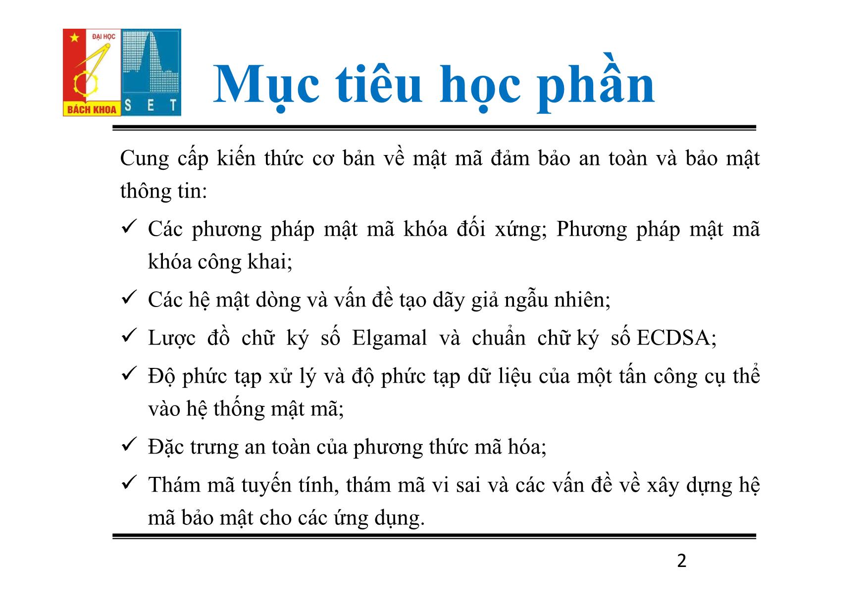 Lí thuyết mật mã - Chương 4: Hệ mật AES trang 2