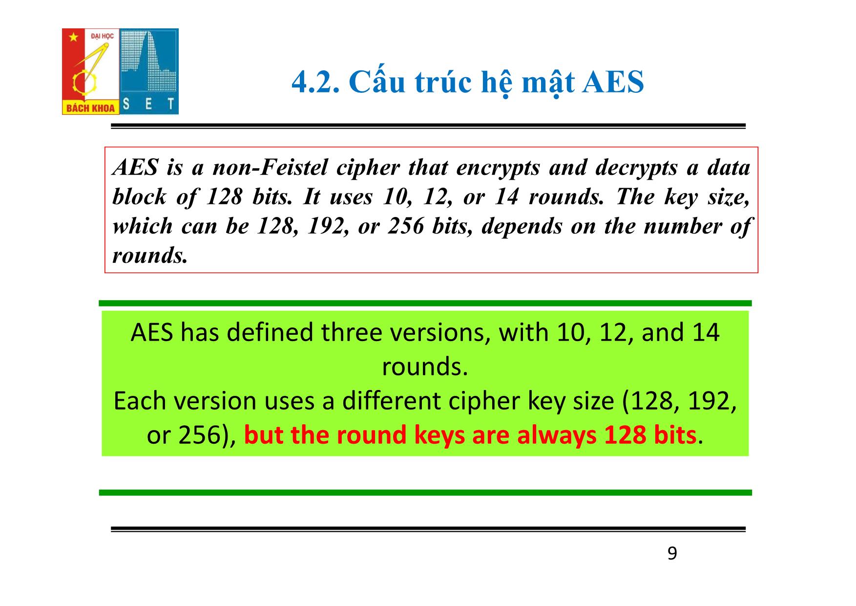 Lí thuyết mật mã - Chương 4: Hệ mật AES trang 9
