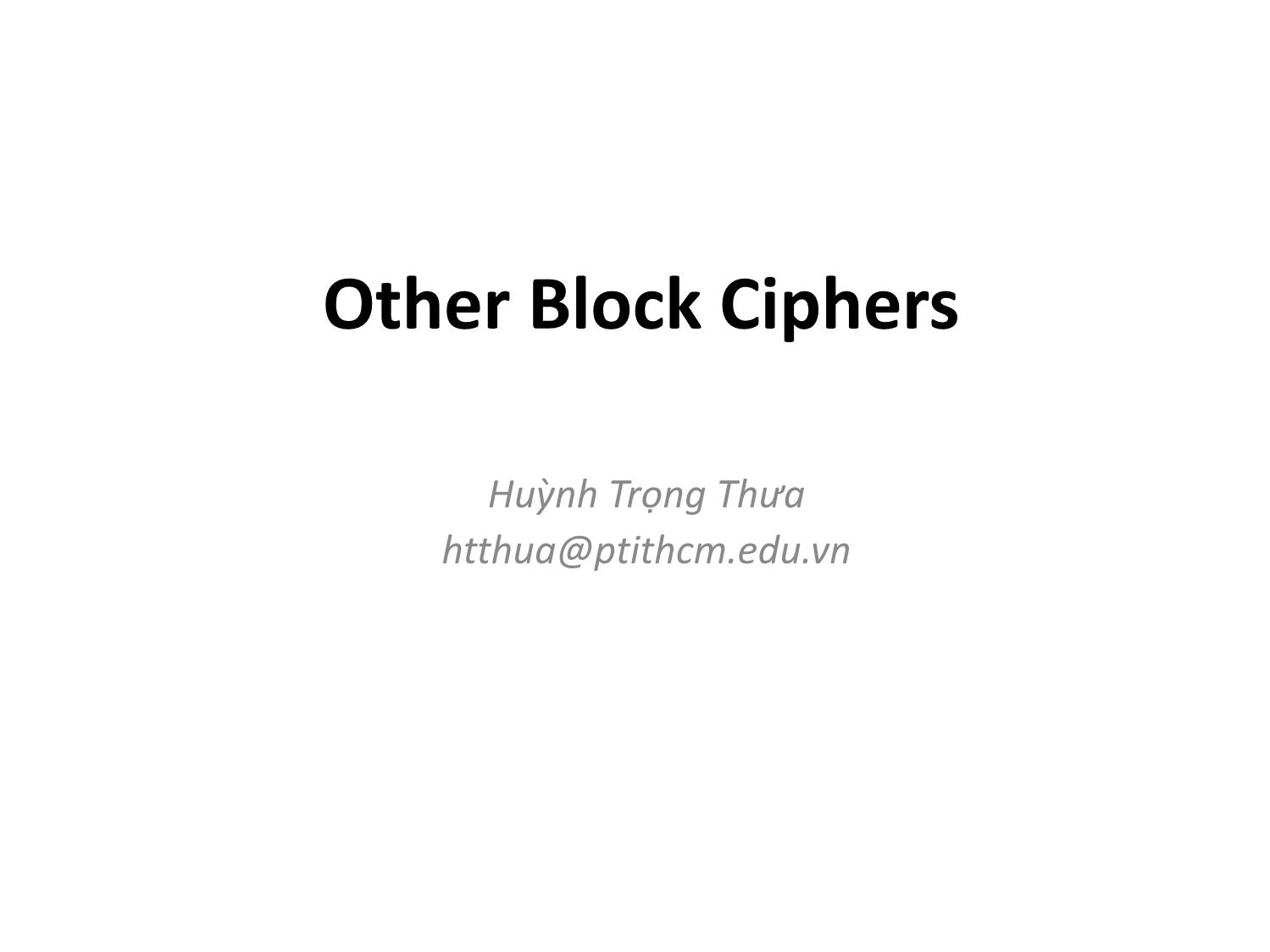 Other block ciphers trang 1