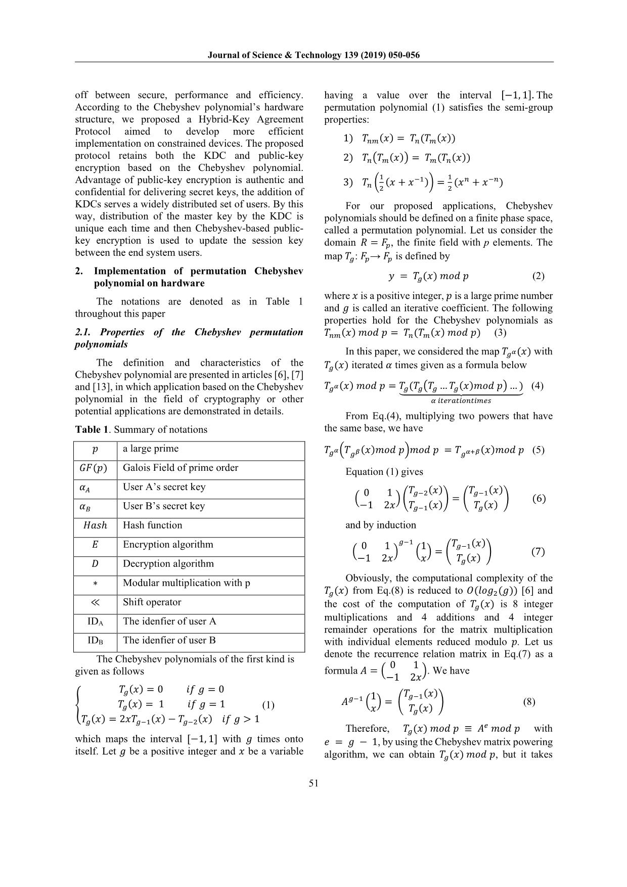 Hybrid - Key agreement protocol based on chebyshev polynomials trang 2