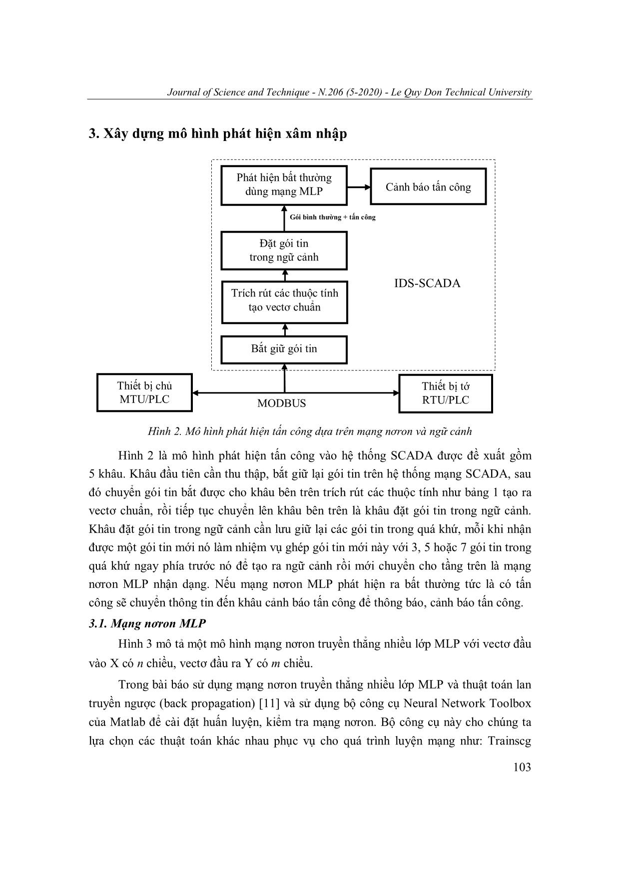 Một phương án tổ chức ngữ cảnh dữ liệu cho bộ phát hiện tấn công mạng scada sử dụng mạng nơron mlp trang 6