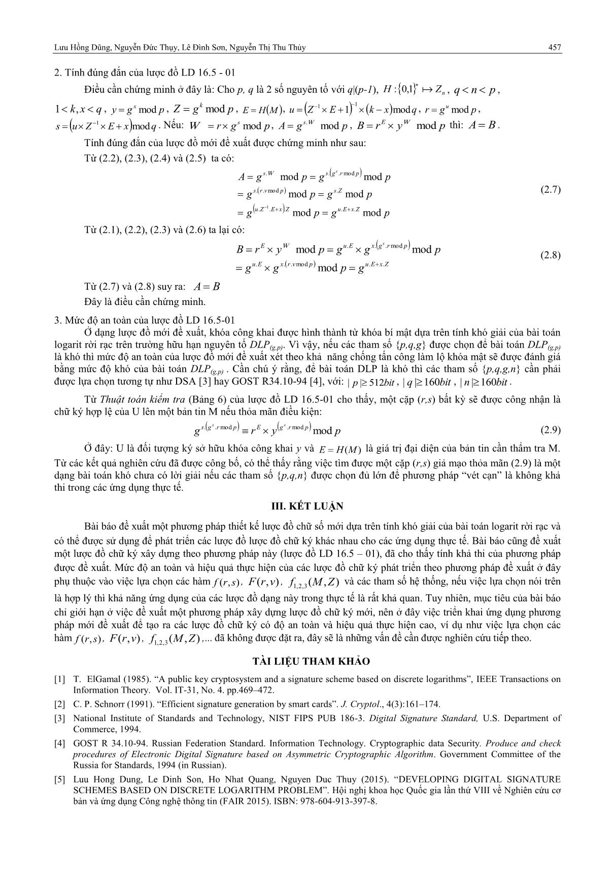 Một phương pháp xây dựng lược đồ chữ ký số dựa trên bài toán logarit rời rạc trang 5