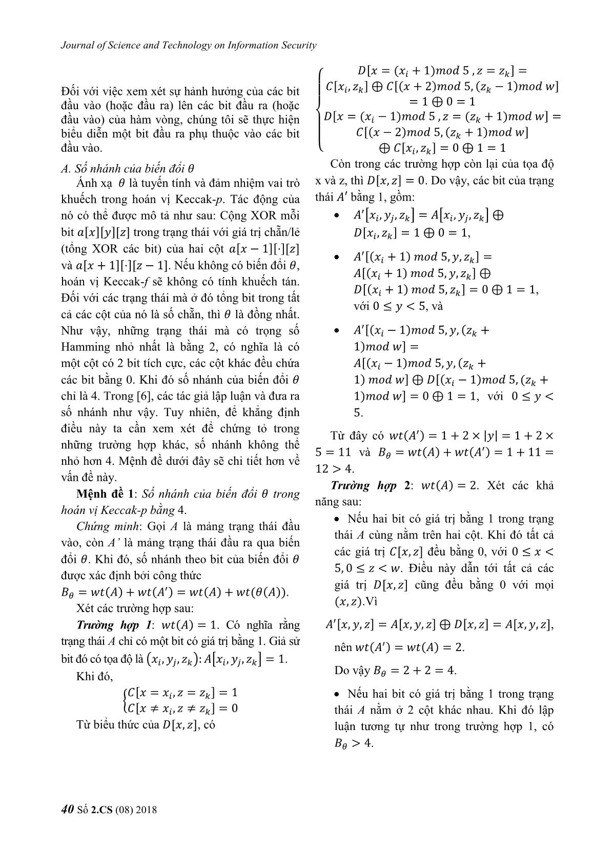Phân tích các thành phần mật mã trong hoán vị Keccak - P trang 7
