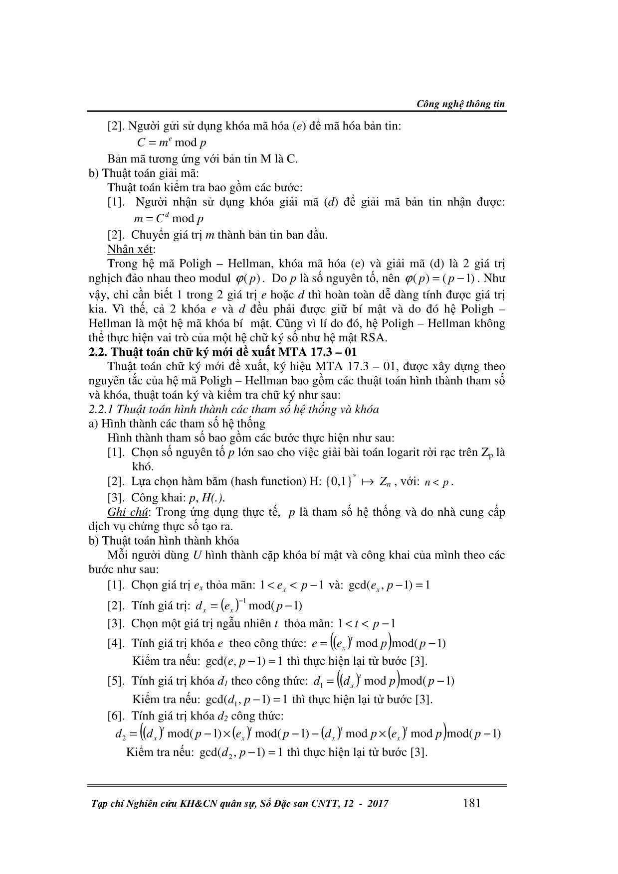 Phát triển thuật toán chữ ký số dựa trên hệ mã Poligh - Hellman trang 2