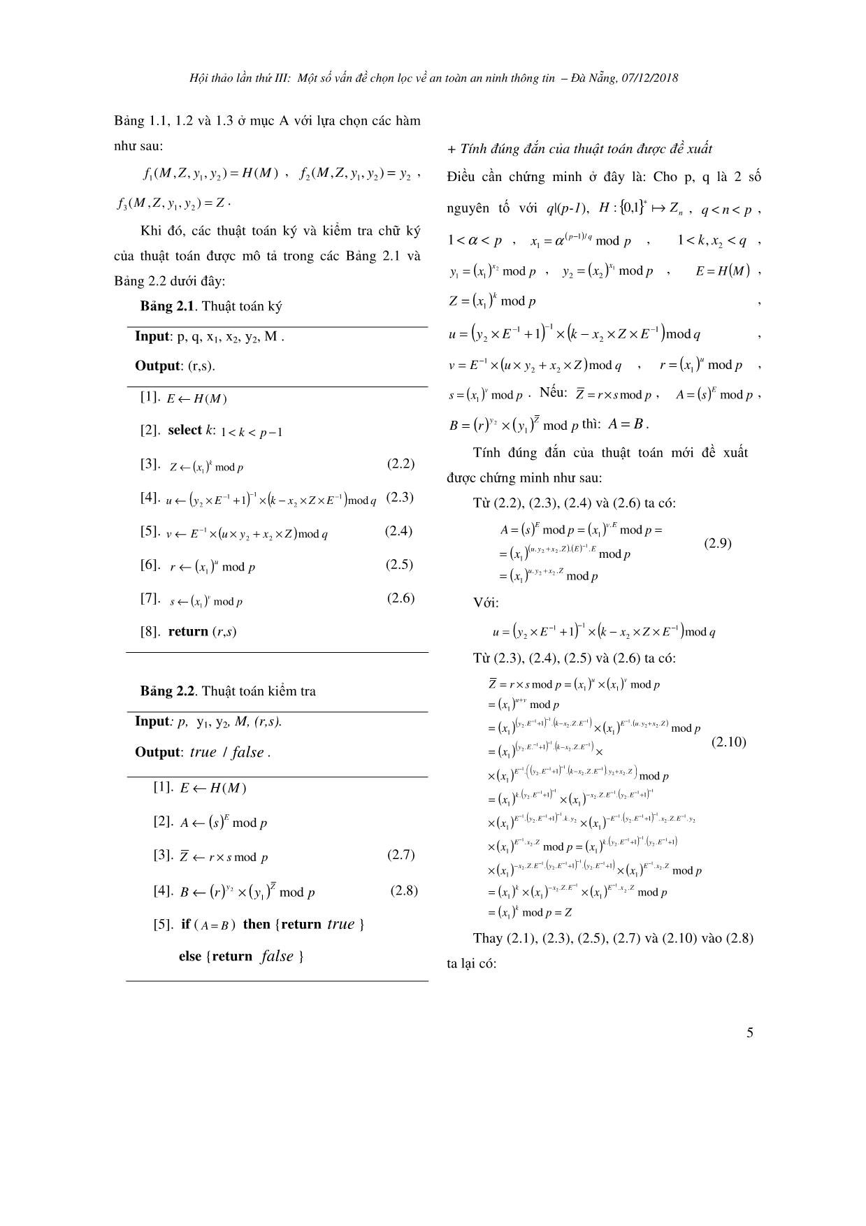 Phương pháp xây dựng thuật toán chữ ký số dựa trên một dạng bài toán khó mới trang 5