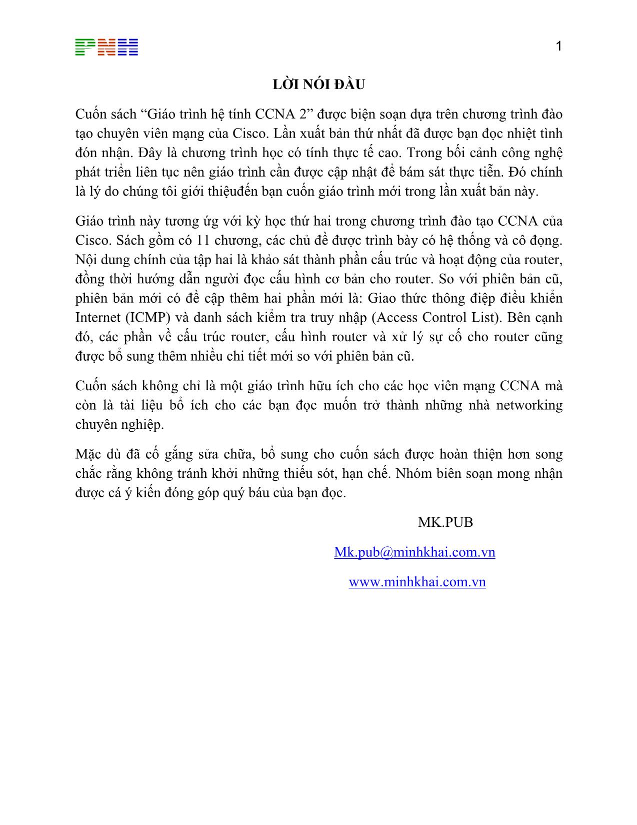 Giáo trình hệ tính CCNA 2 trang 1