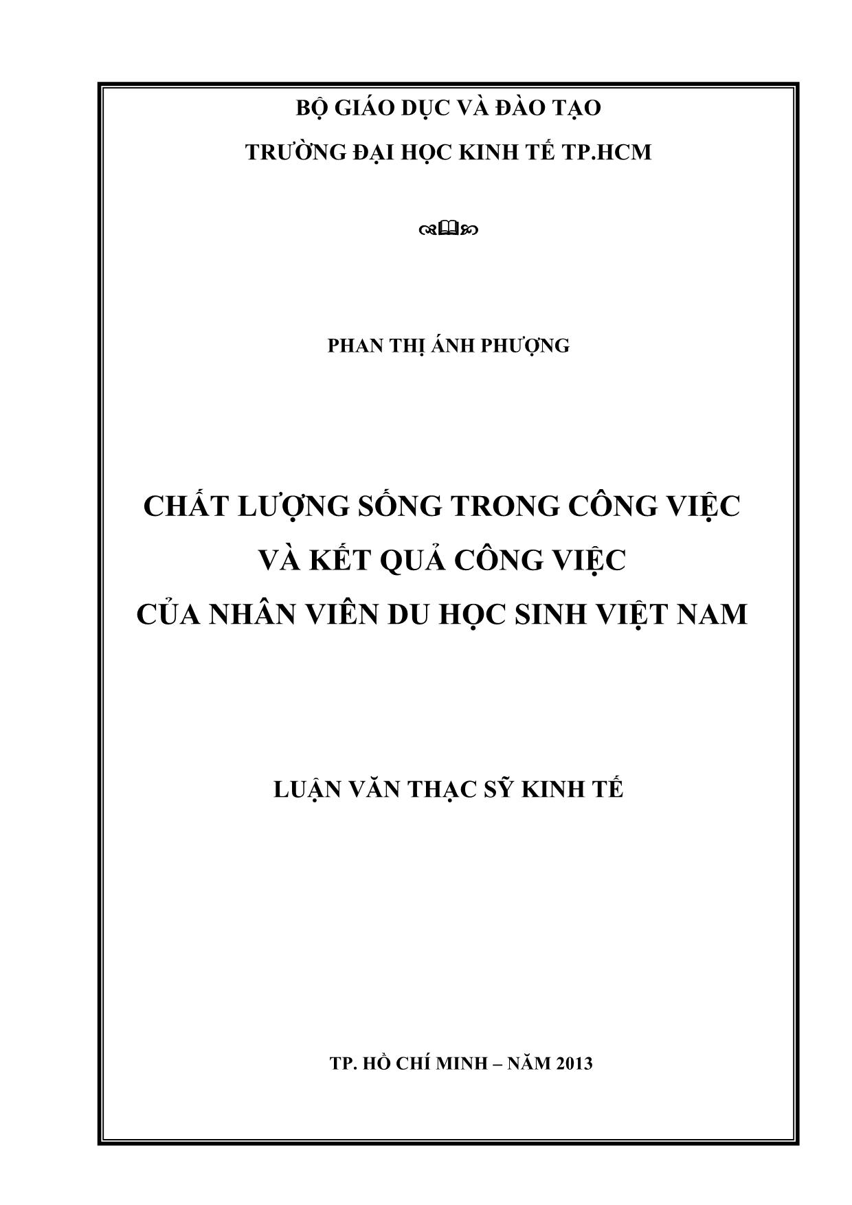 Luận văn Chất lượng sống trong công việc và kết quả công việc của nhân viên du học sinh Việt Nam trang 1