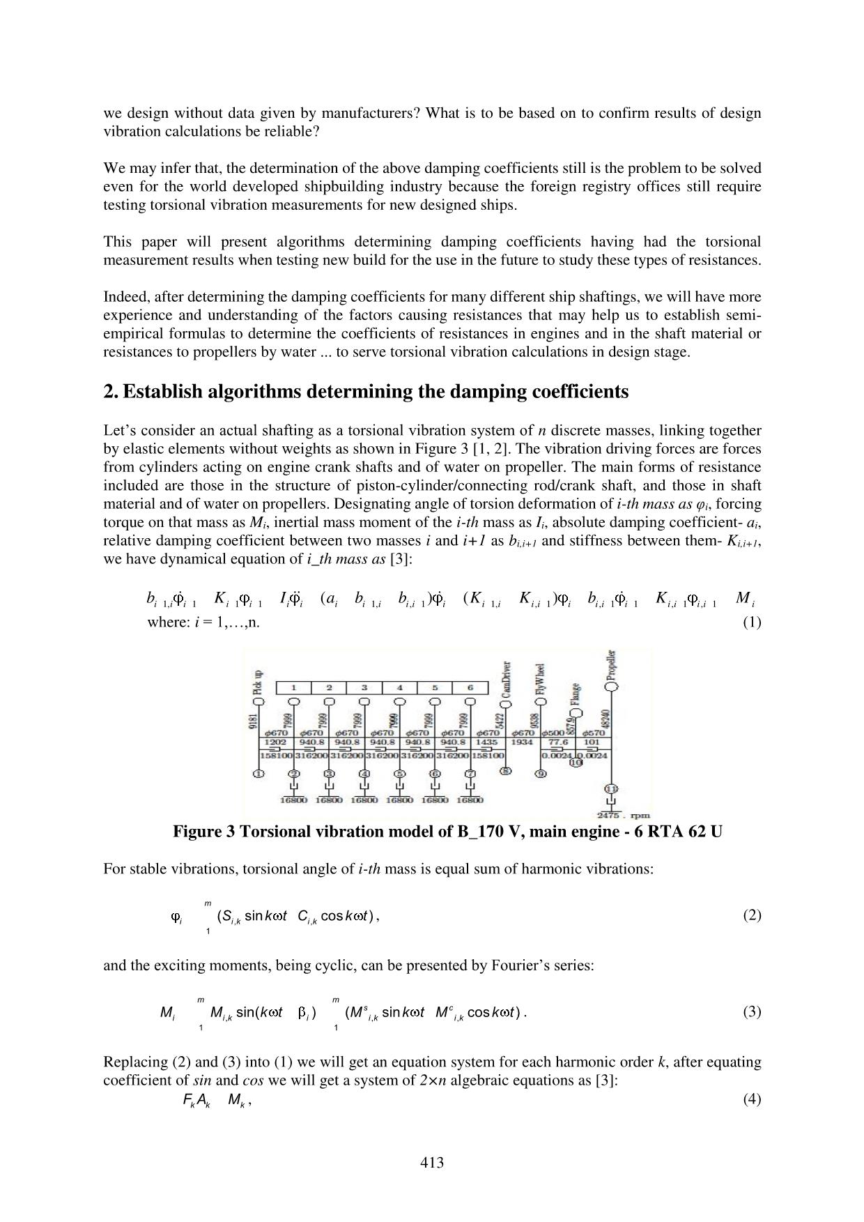 The determining torsional vibration damping coefficients algorithm for computing marine shafting’s vibrations trang 3