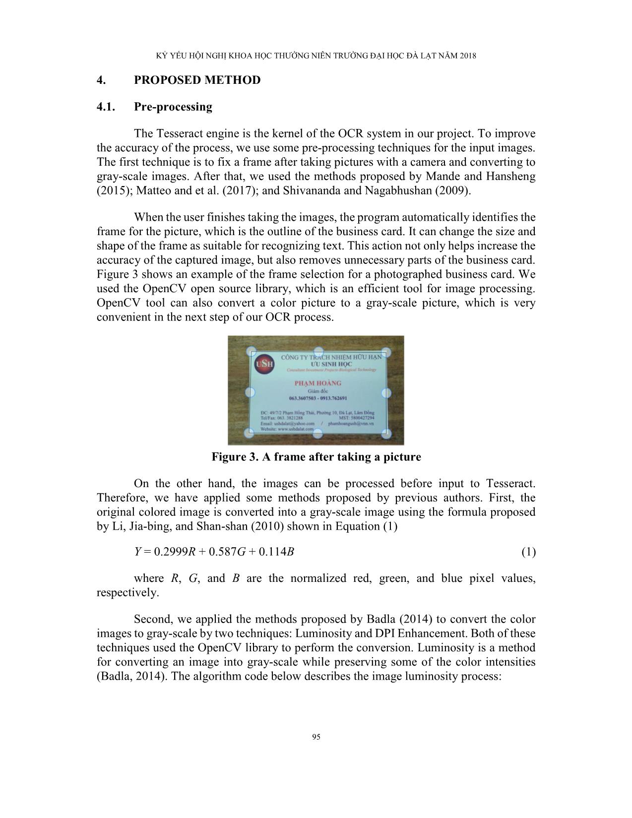 Applying image pre-Processing and post - processing to ocr: A case study for vietnamese business cards trang 6