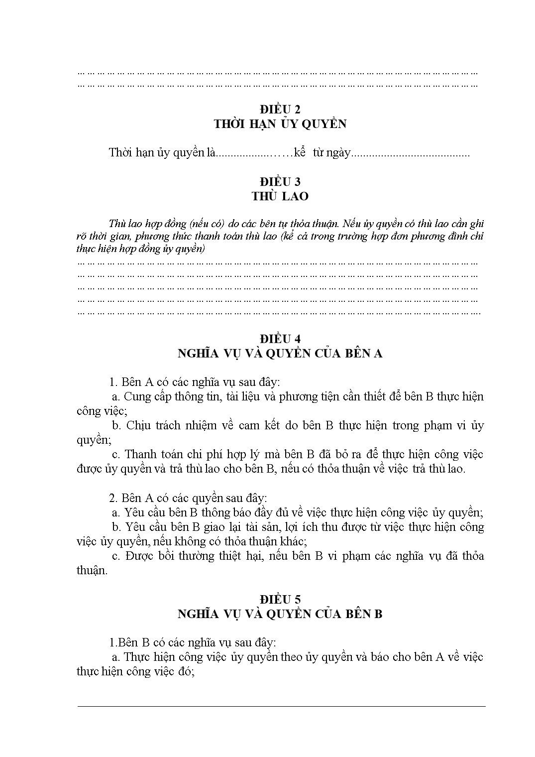Biểu mẫu tổng hợp các mẫu hợp đồng ủy quyền trang 5