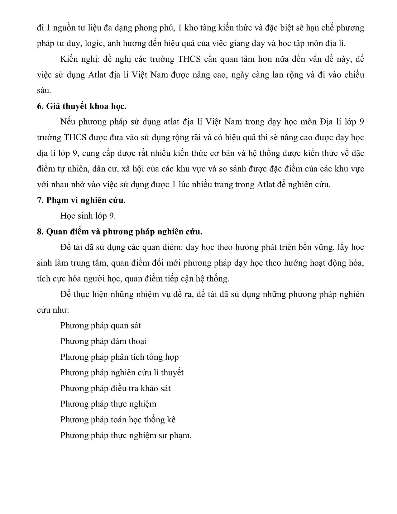 Sáng kiến kinh nghiệm Đổi mới sử dụng atlat Địa lí Việt Nam trong dạy học môn Địa lí lớp 9 trang 5
