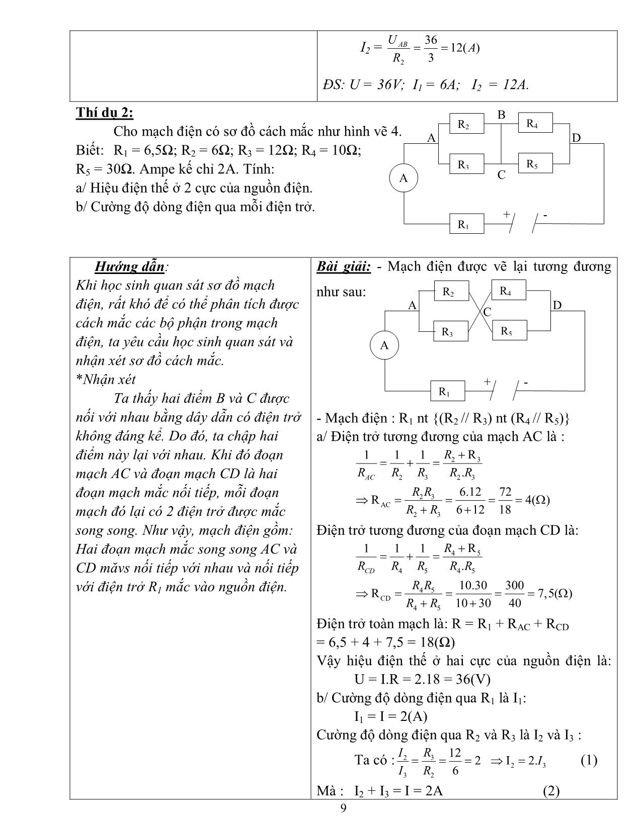 Chuyên đề Hướng dẫn học sinh giải một số dạng bài tập Vật lí THCS phần điện học trang 9