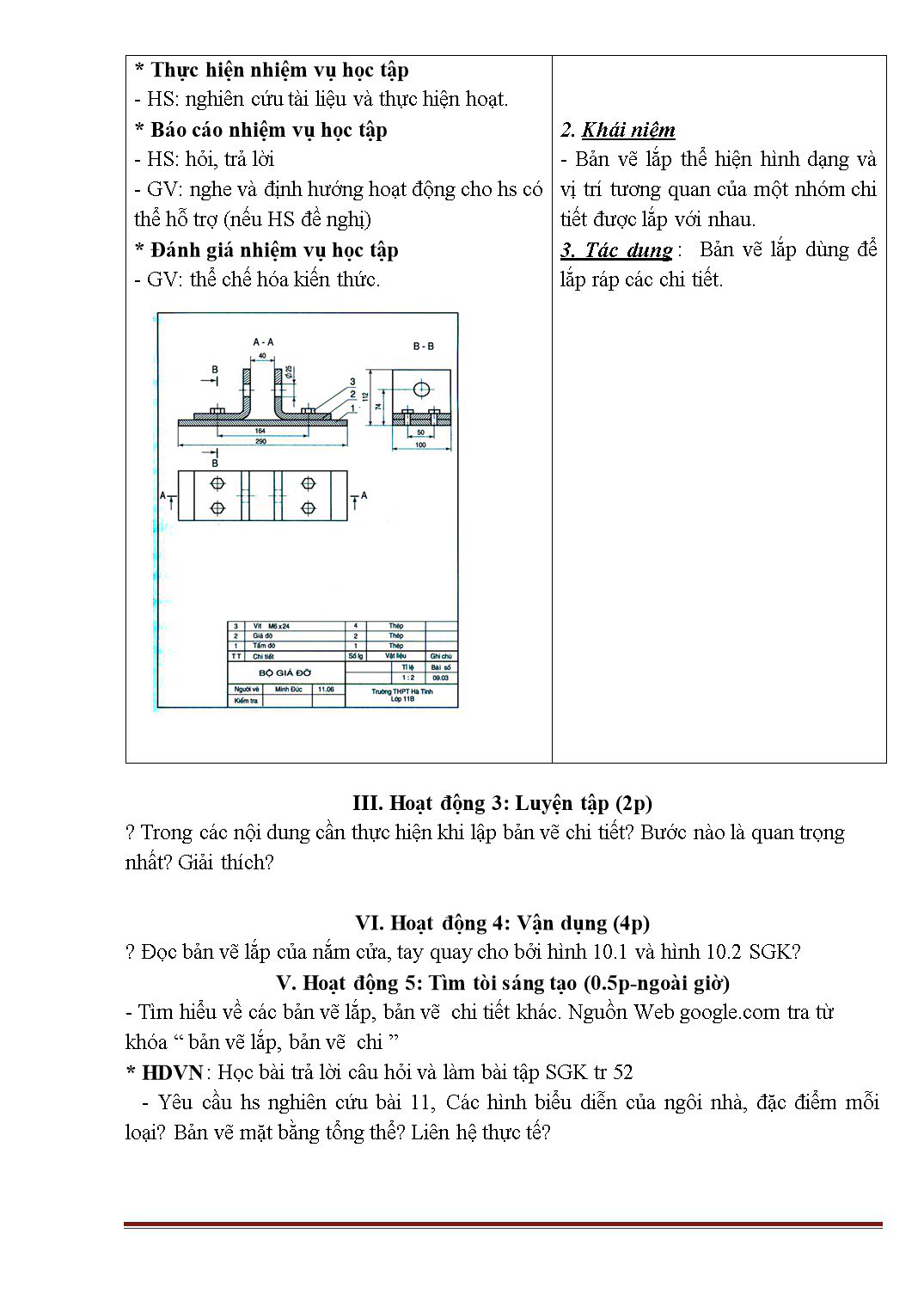 Giáo án Công nghệ 11 - Chương II: Vẽ kỹ thuật ứng dụng - Trần Hoài Linh trang 8