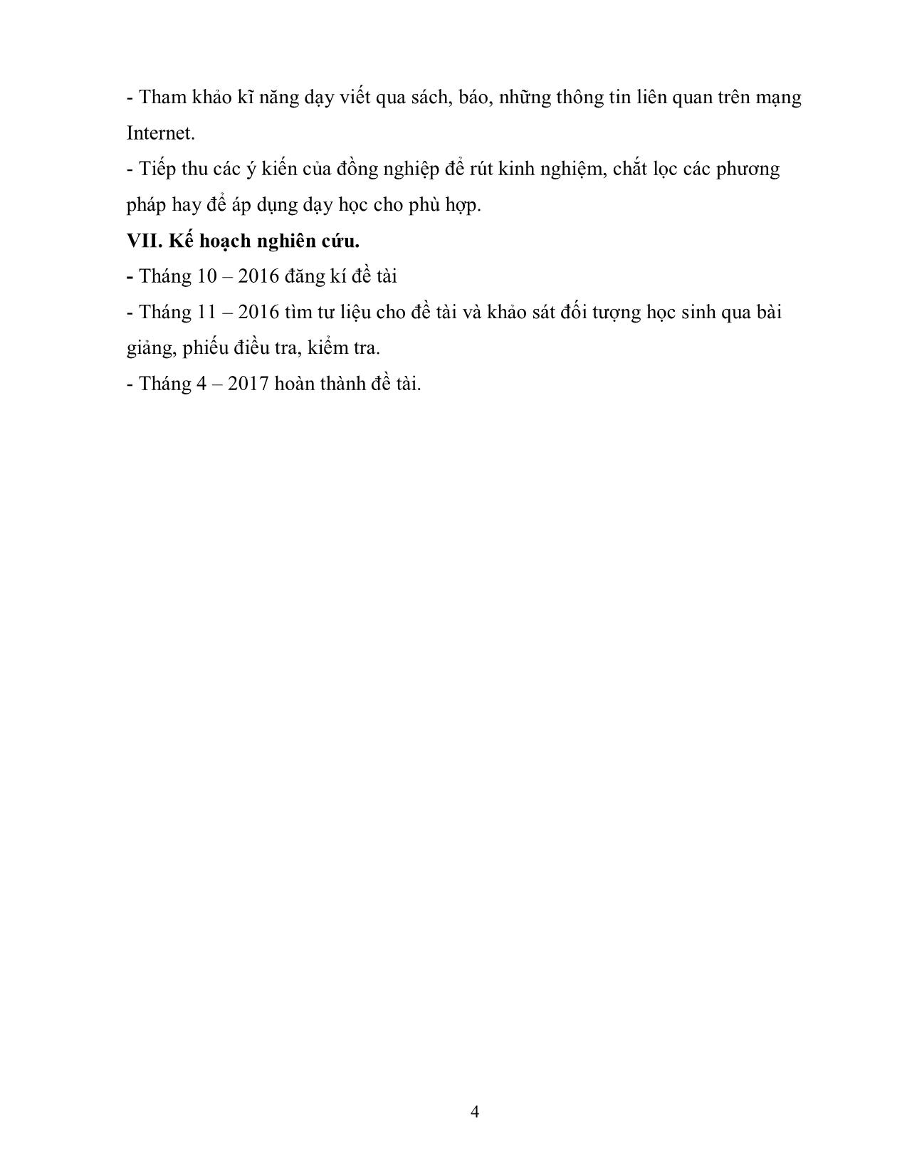 Sáng kiến kinh nghiệm Một số biện pháp phát triển kỹ năng viết cho học sinh lớp 9 trang 4