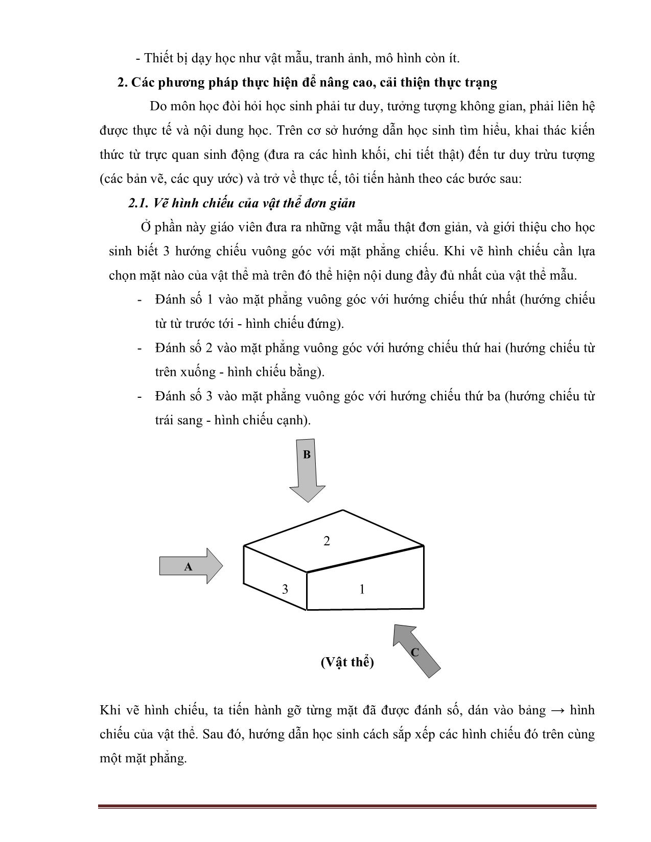 Sáng kiến kinh nghiệm Phương pháp dạy phần Vẽ kĩ thuật môn Công nghệ lớp 8 tại trường THCS Khương Mai trang 5