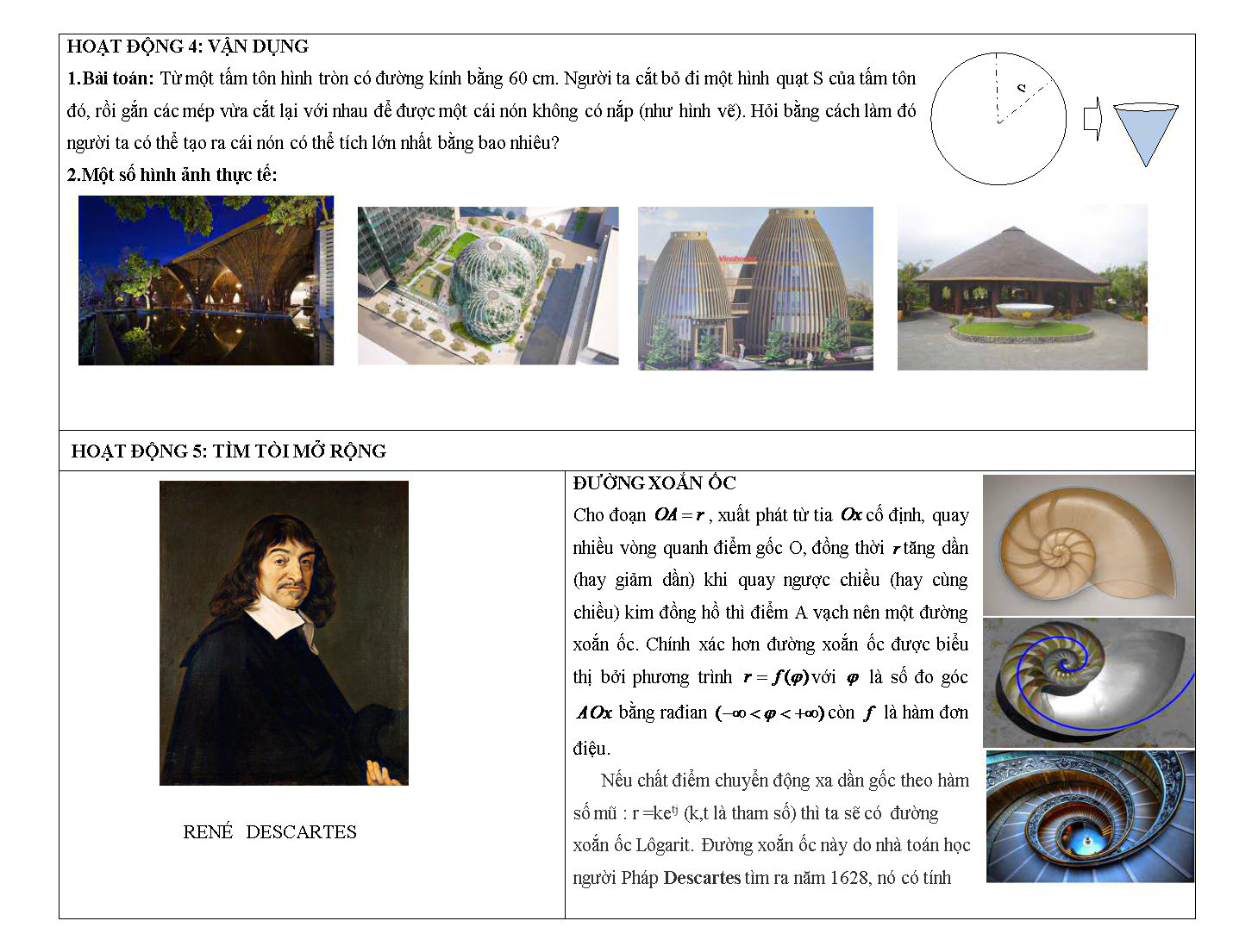 Giáo án Hình học 12 - Bài: Khái niệm về mặt tròn xoay trang 7