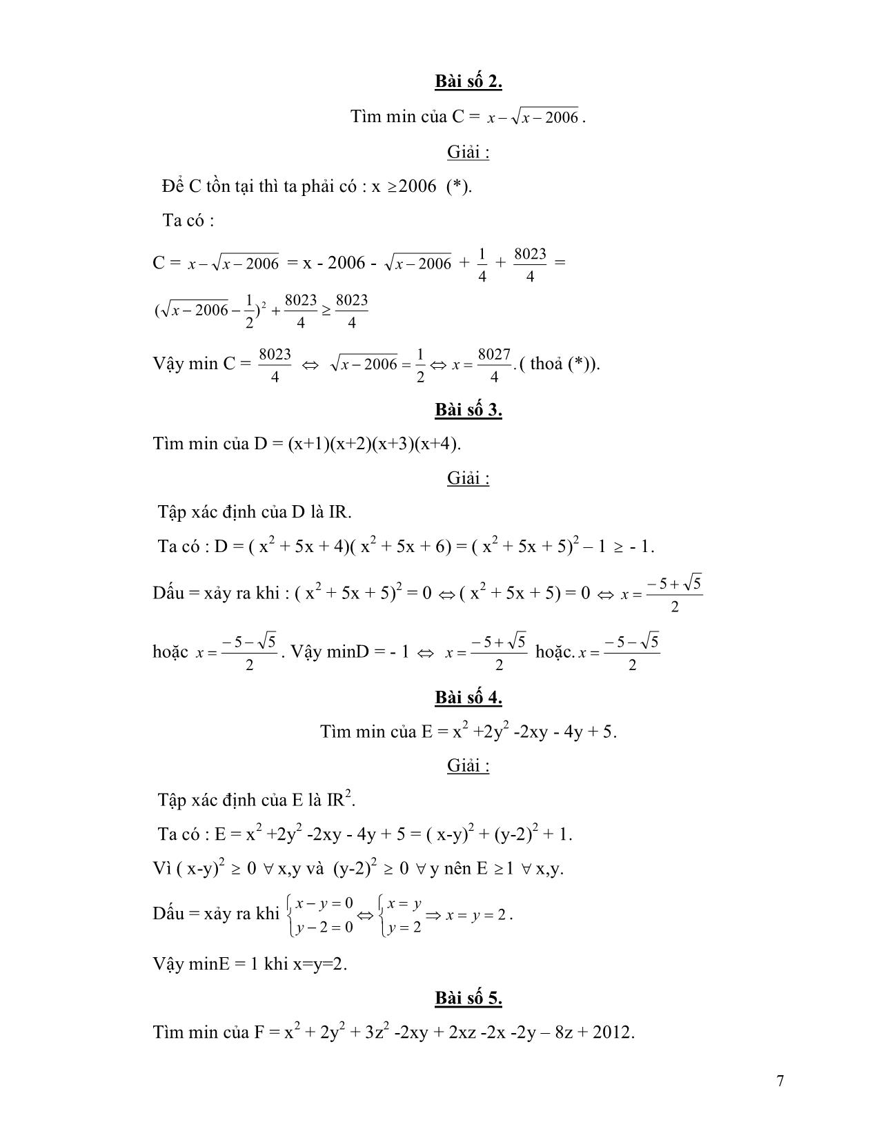 Sáng kiến kinh nghiệm Một số phương pháp giải bài toán cực trị đại số cho học sinh THCS trang 7