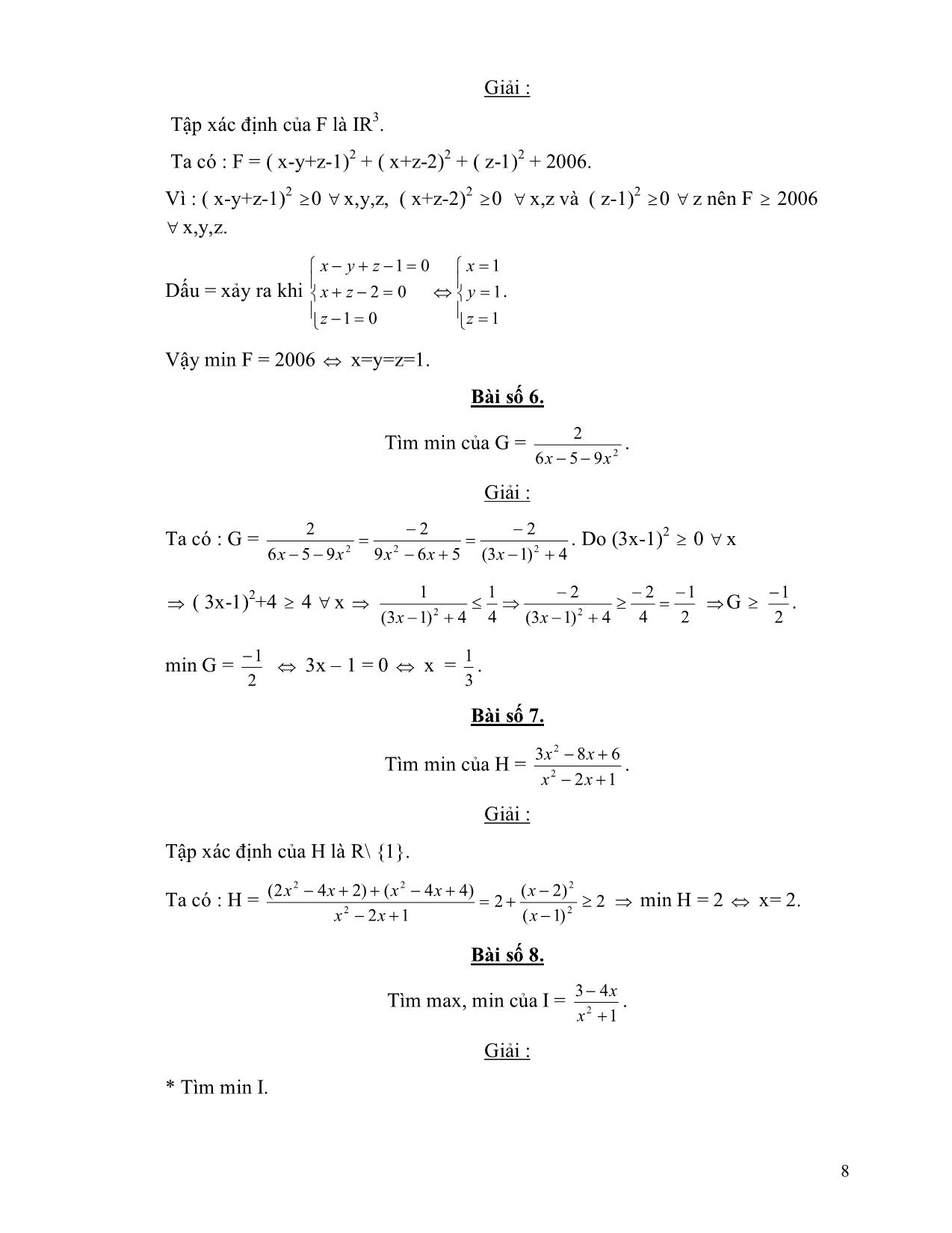 Sáng kiến kinh nghiệm Một số phương pháp giải bài toán cực trị đại số cho học sinh THCS trang 8
