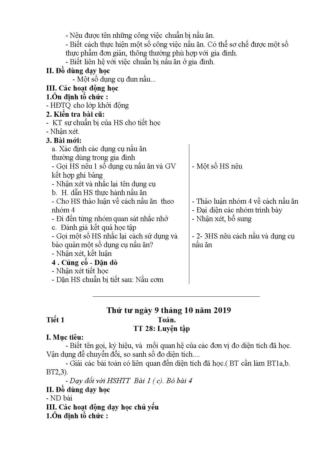 Giáo án các môn Lớp 5 - Tuần 6 - Năm học: 2019-2020 trang 9