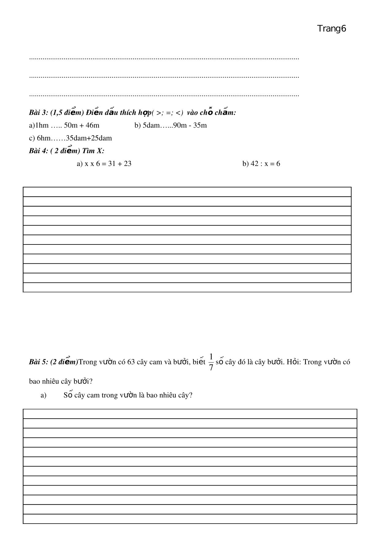 Một số đề ôn kiểm tra giữa học kì I - Môn Toán lớp 3 trang 6