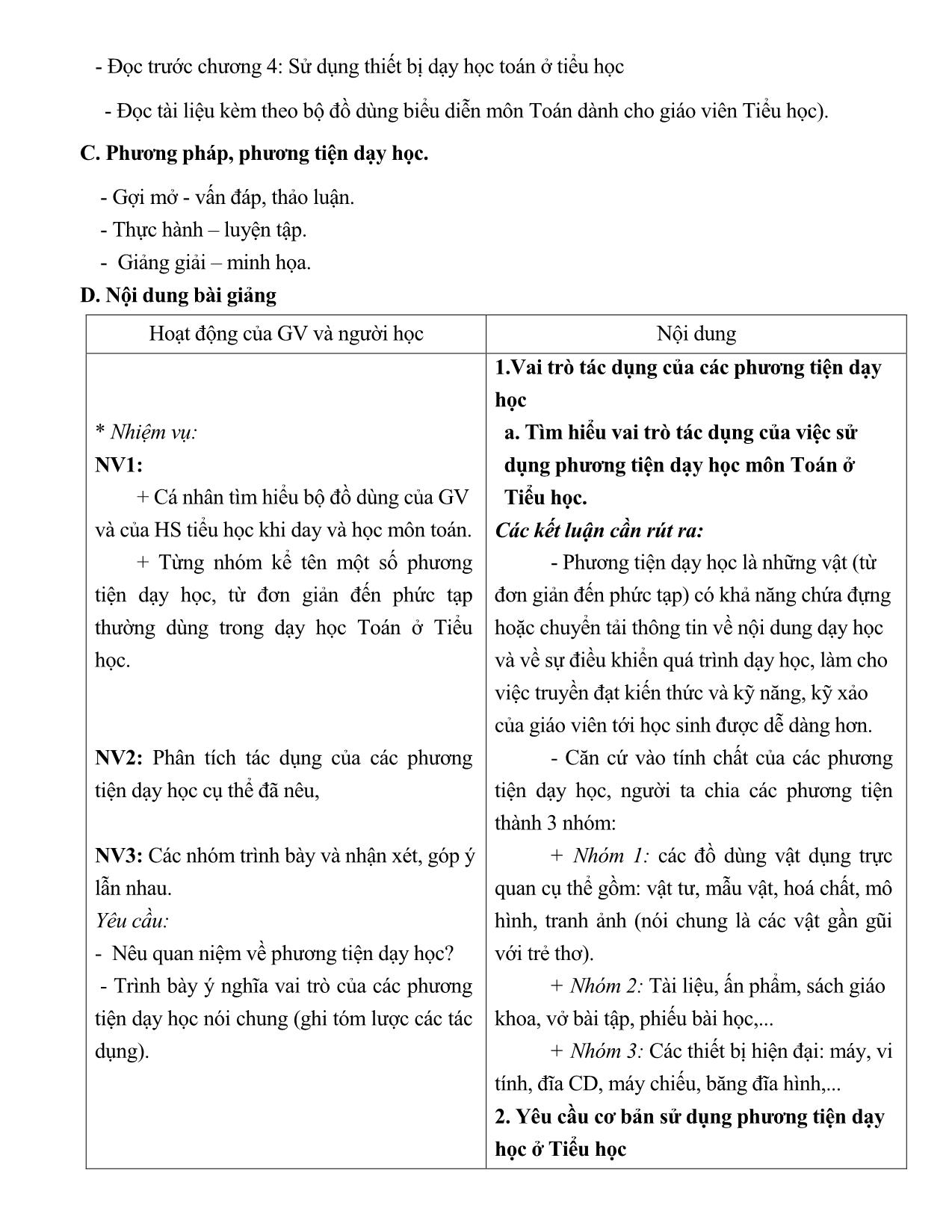 Toán tiểu học - Chương 4: Sử dụng thiết bị dạy học toán ở tiểu học trang 2