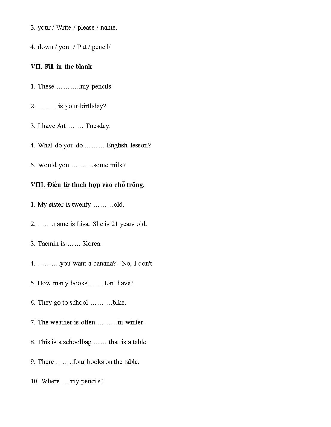 Bài tập môn tiếng Anh lớp 3 trang 5