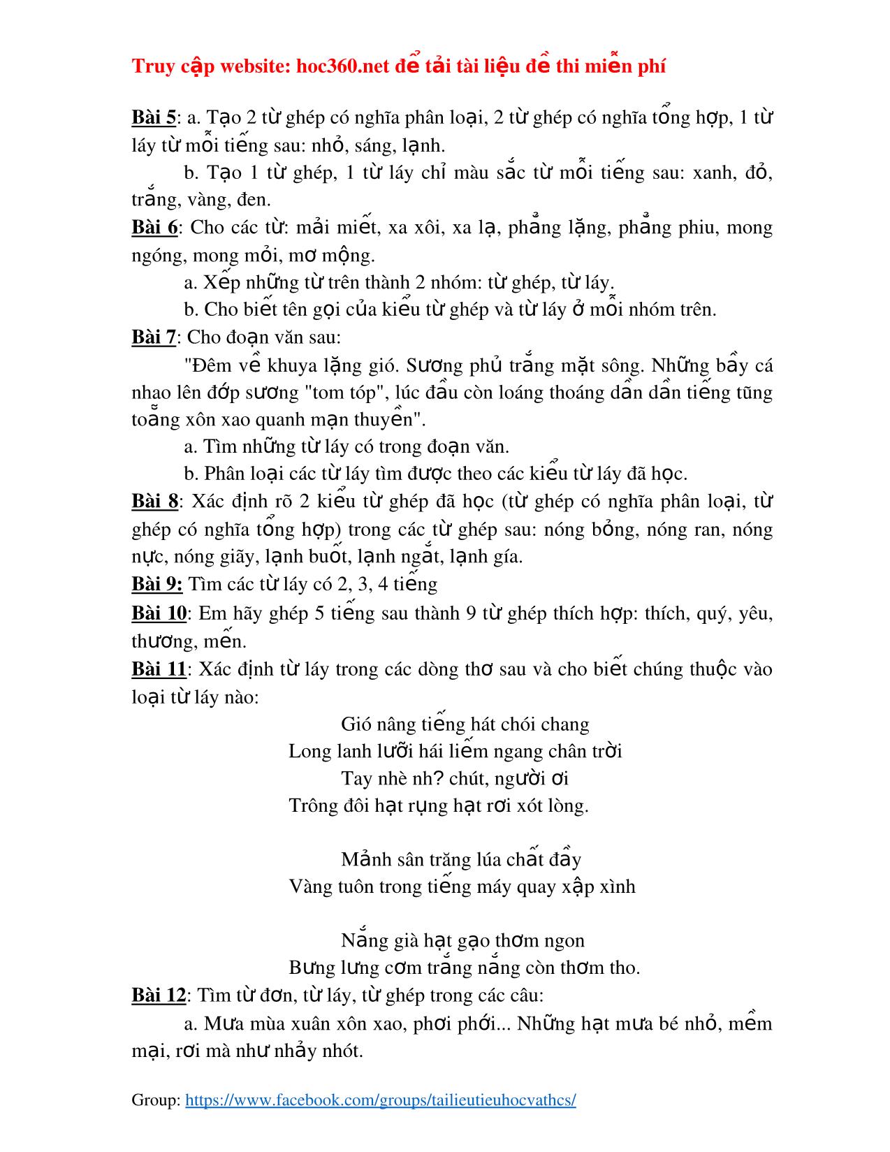 Bài ôn tập môn Tiếng Việt 3 trang 3